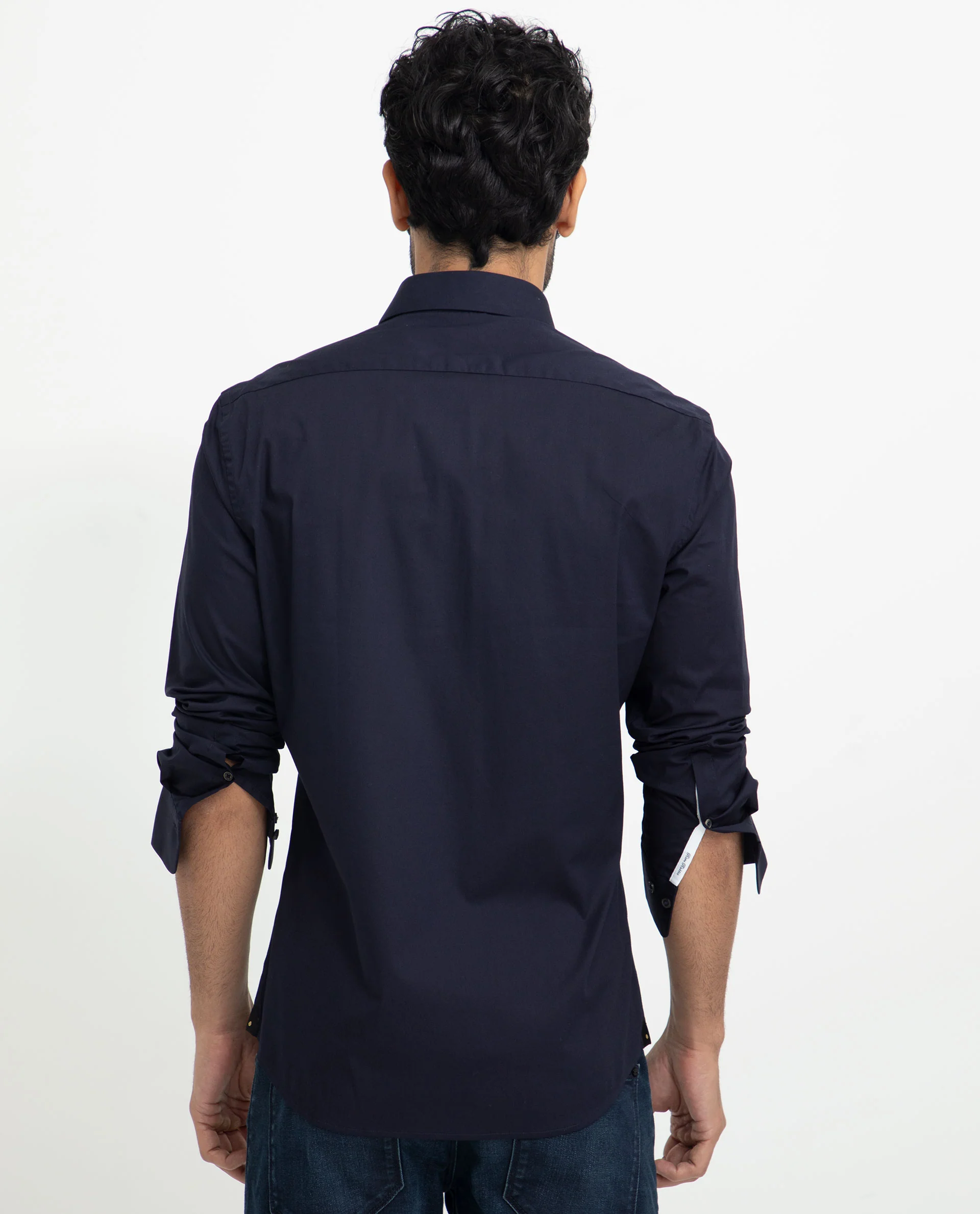 Rare Rabbit Men's Neutons Navy Cotton Plain Regular Fit Full Sleeve Collared Shirt - Image 13