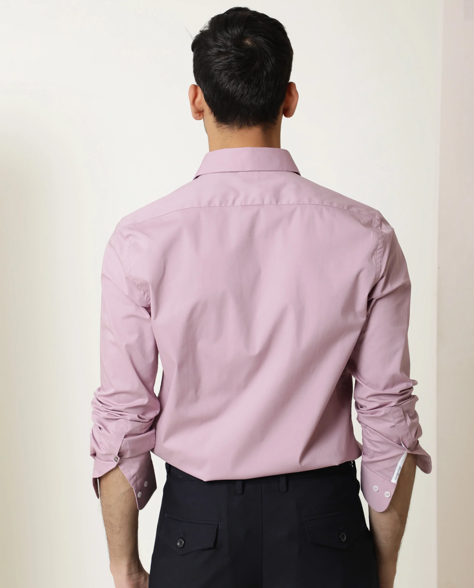 Rare Rabbit Men's Neutons Pink Cotton Plain Regular Fit Full Sleeve Collared Shirt - Image 8