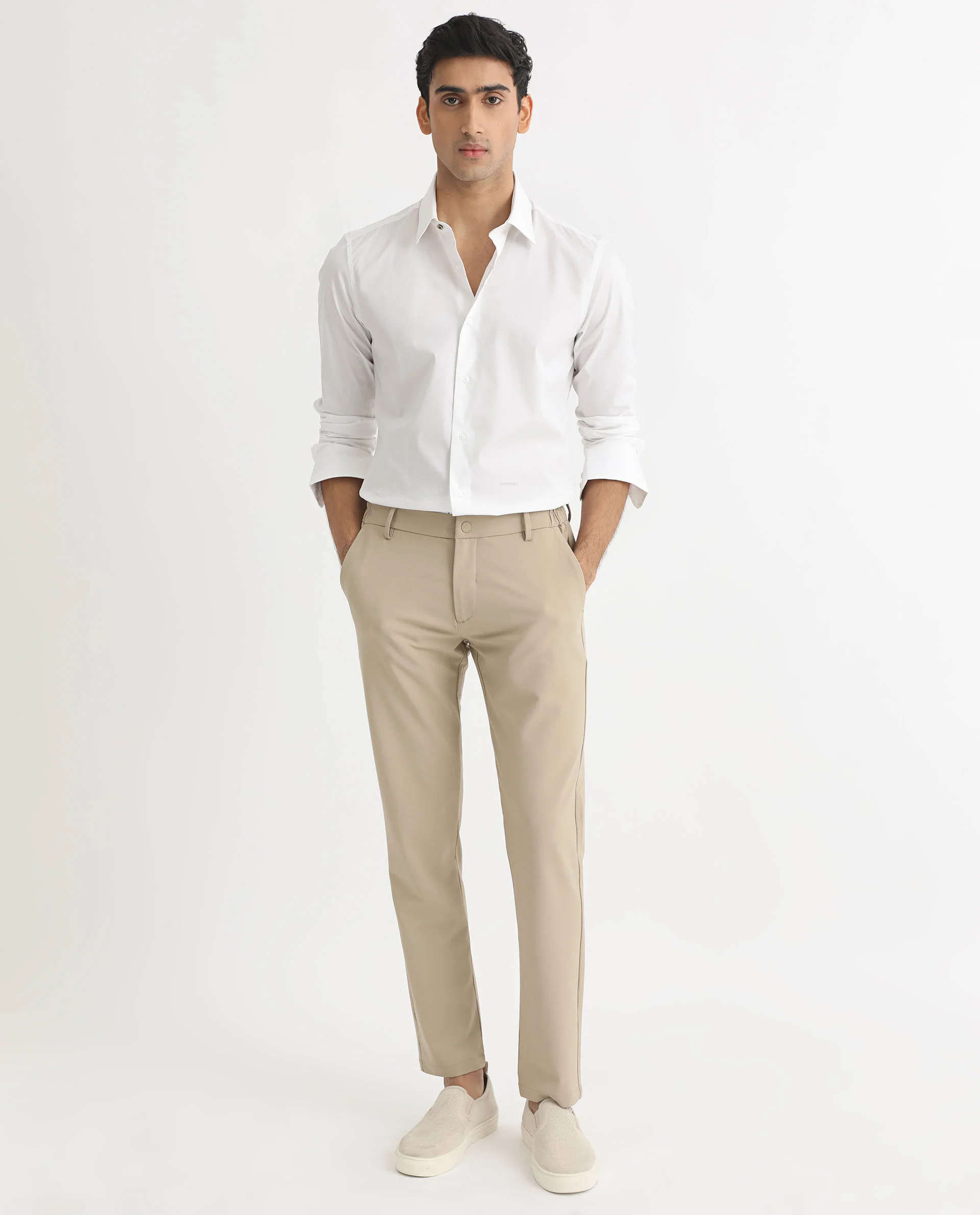 Rare Rabbit Men's Neutons White Cotton Plain Regular Fit Full Sleeve Collared Shirt - Image 2