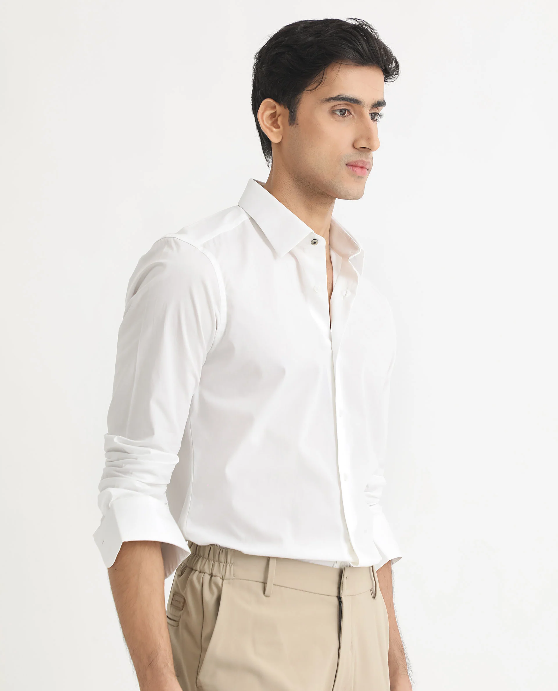 Rare Rabbit Men's Neutons White Cotton Plain Regular Fit Full Sleeve Collared Shirt - Image 8