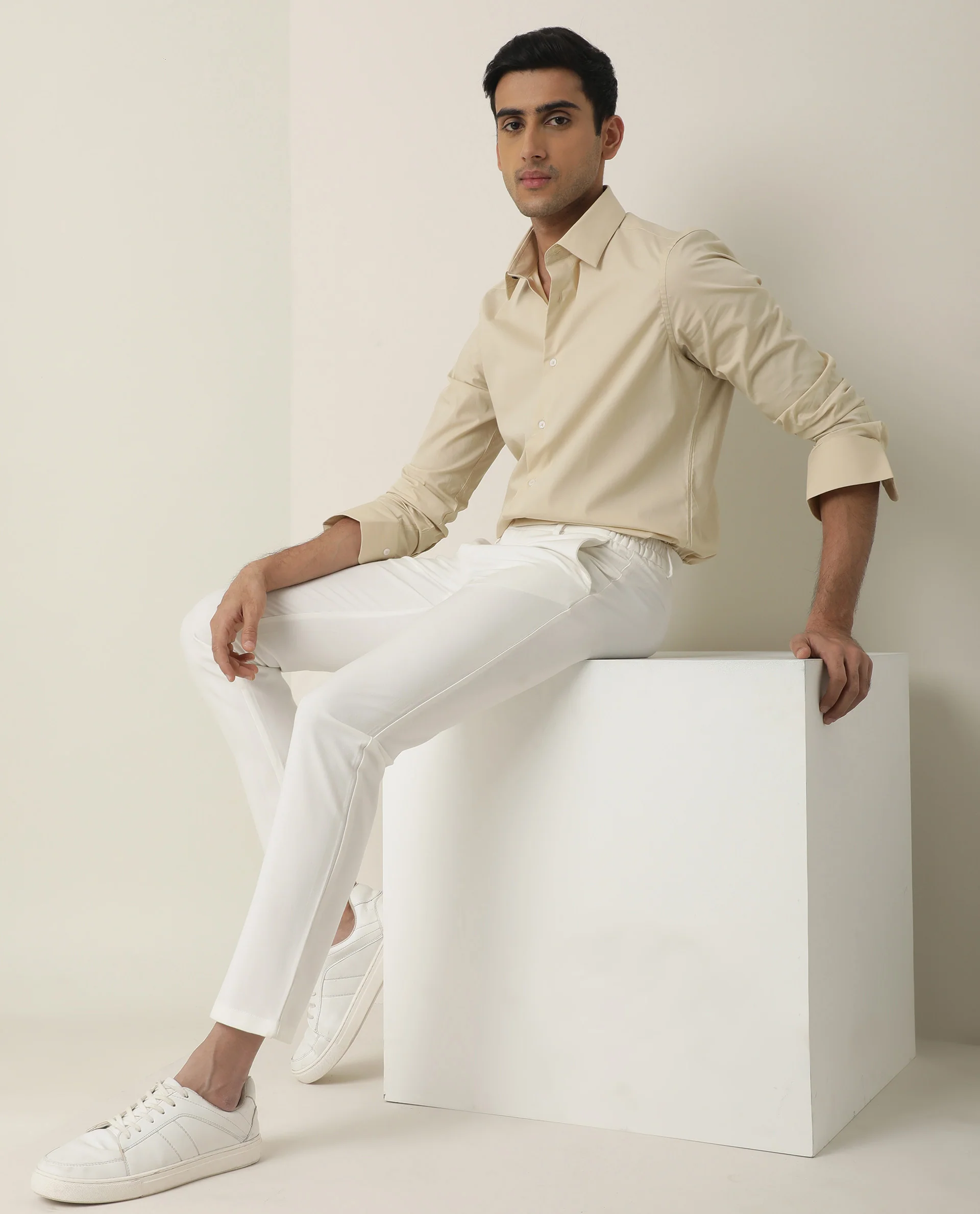 Rare Rabbit Men's Neutons Yellow Cotton Plain Regular Fit Full Sleeve Collared Shirt - Image 10