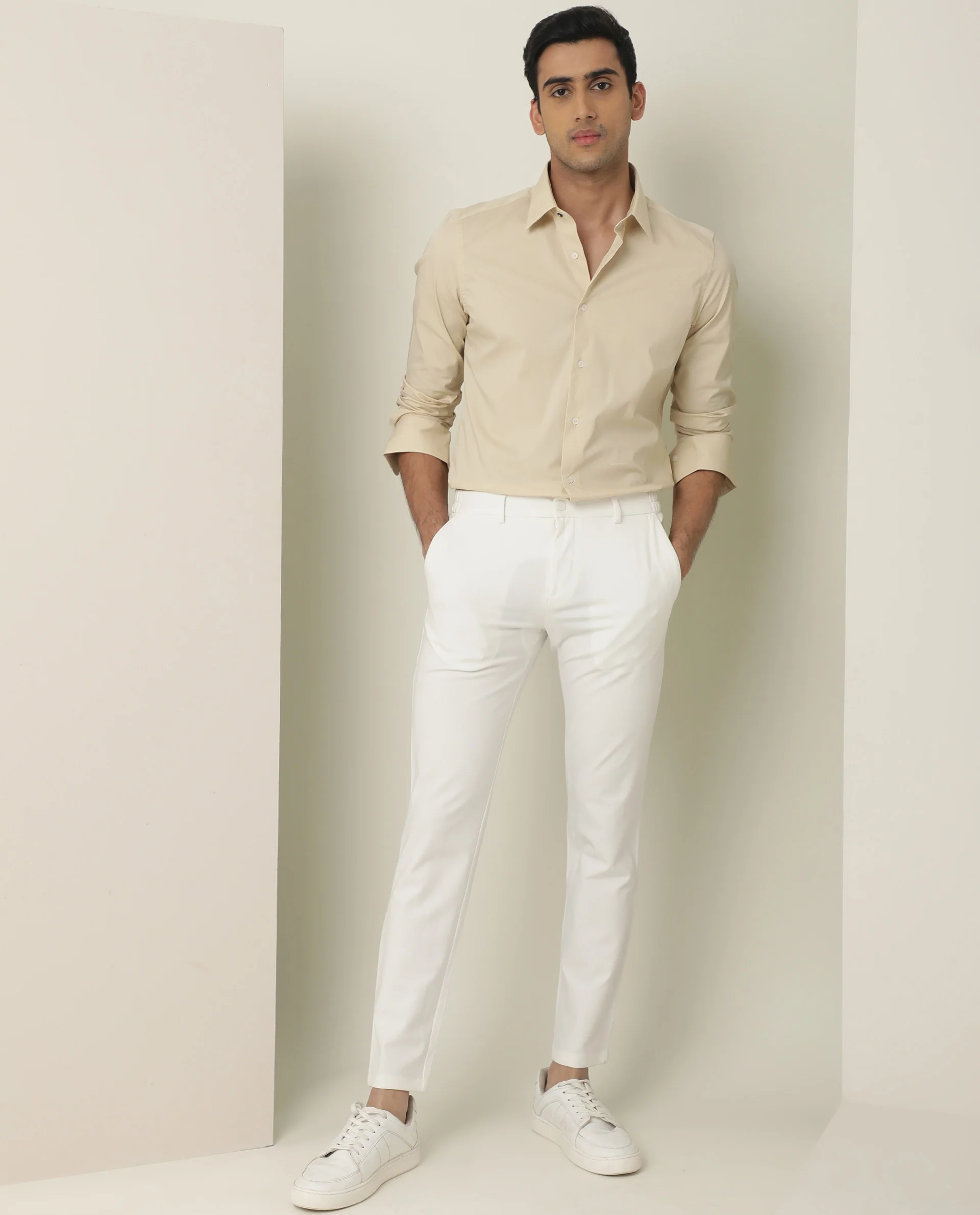 Rare Rabbit Men's Neutons Yellow Cotton Plain Regular Fit Full Sleeve Collared Shirt - Image 2