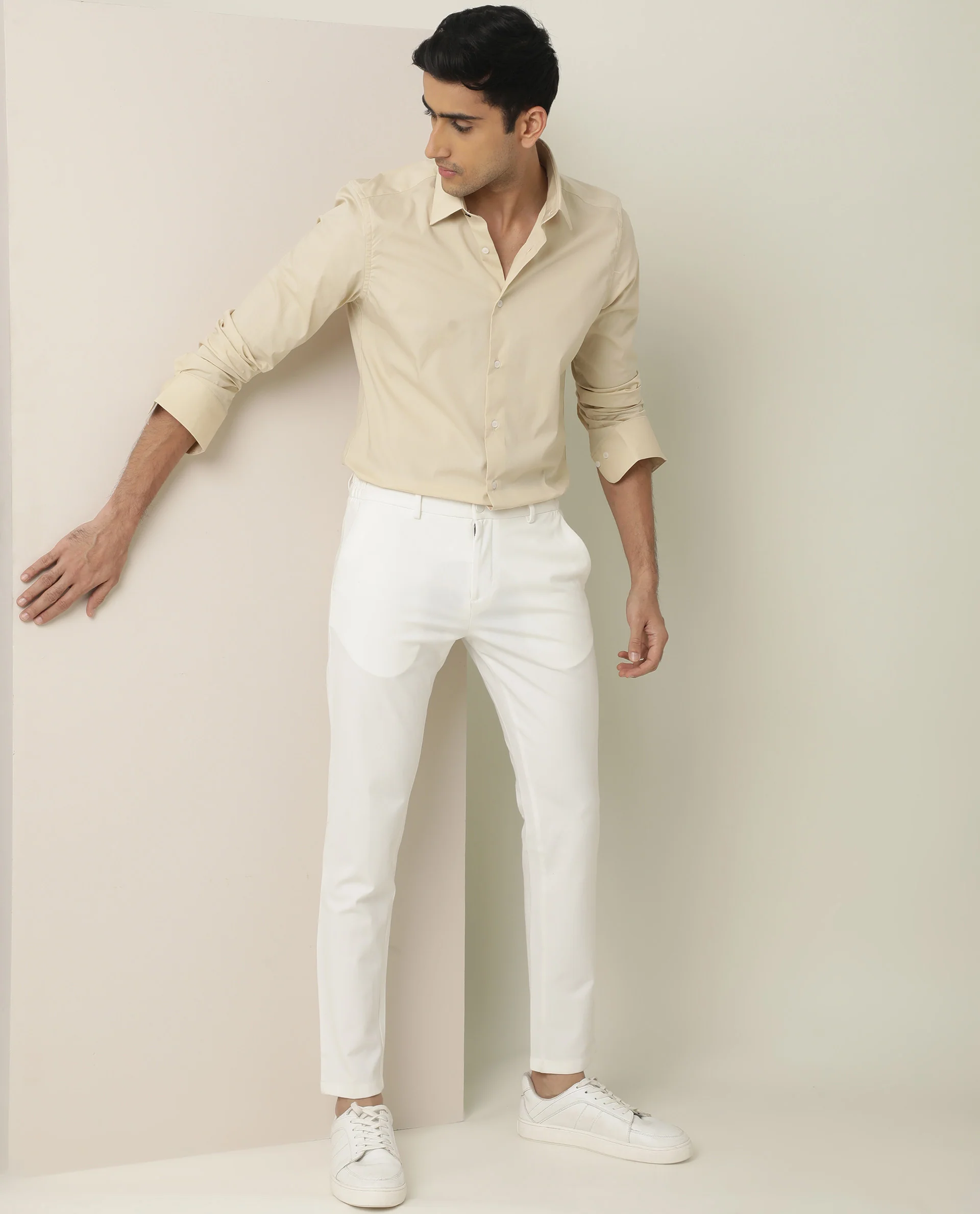 Rare Rabbit Men's Neutons Yellow Cotton Plain Regular Fit Full Sleeve Collared Shirt - Image 7