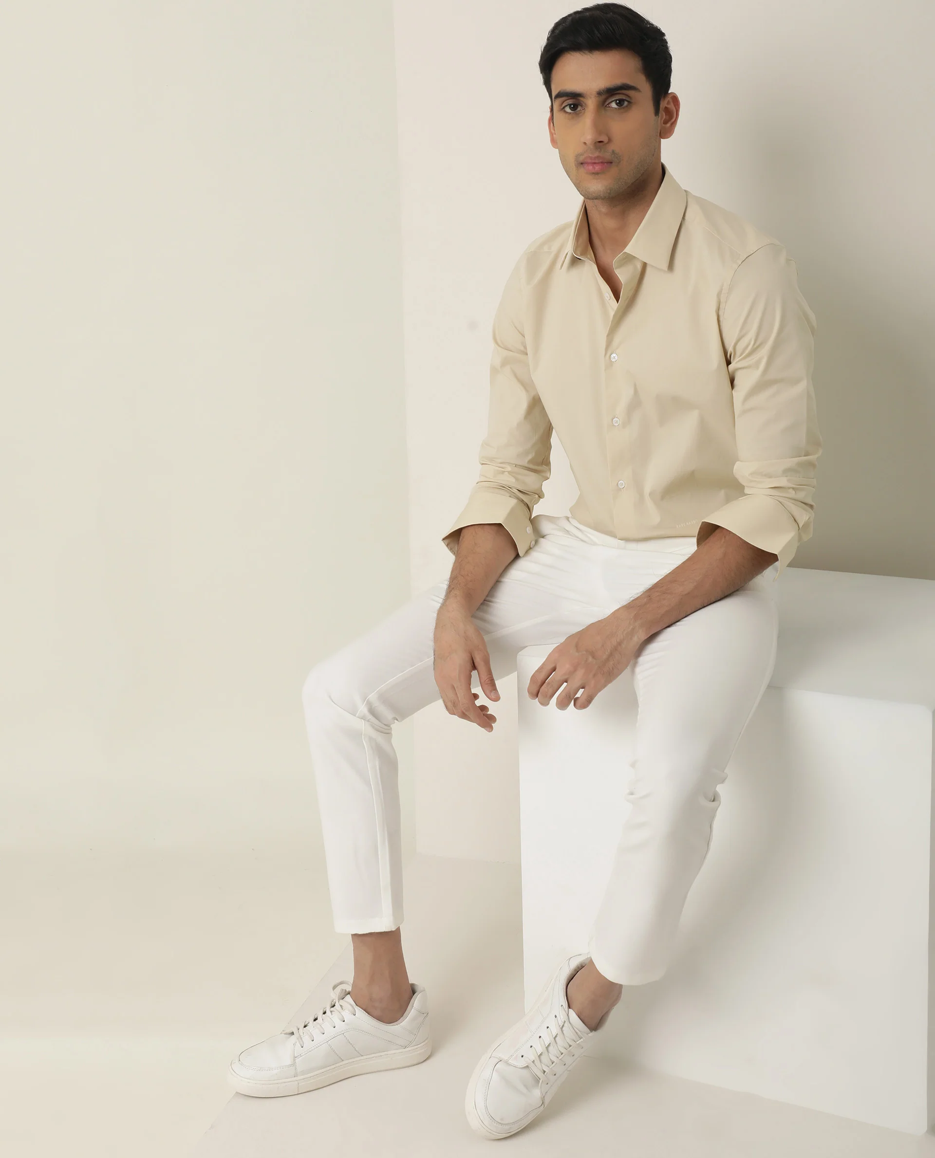 Rare Rabbit Men's Neutons Yellow Cotton Plain Regular Fit Full Sleeve Collared Shirt - Image 8