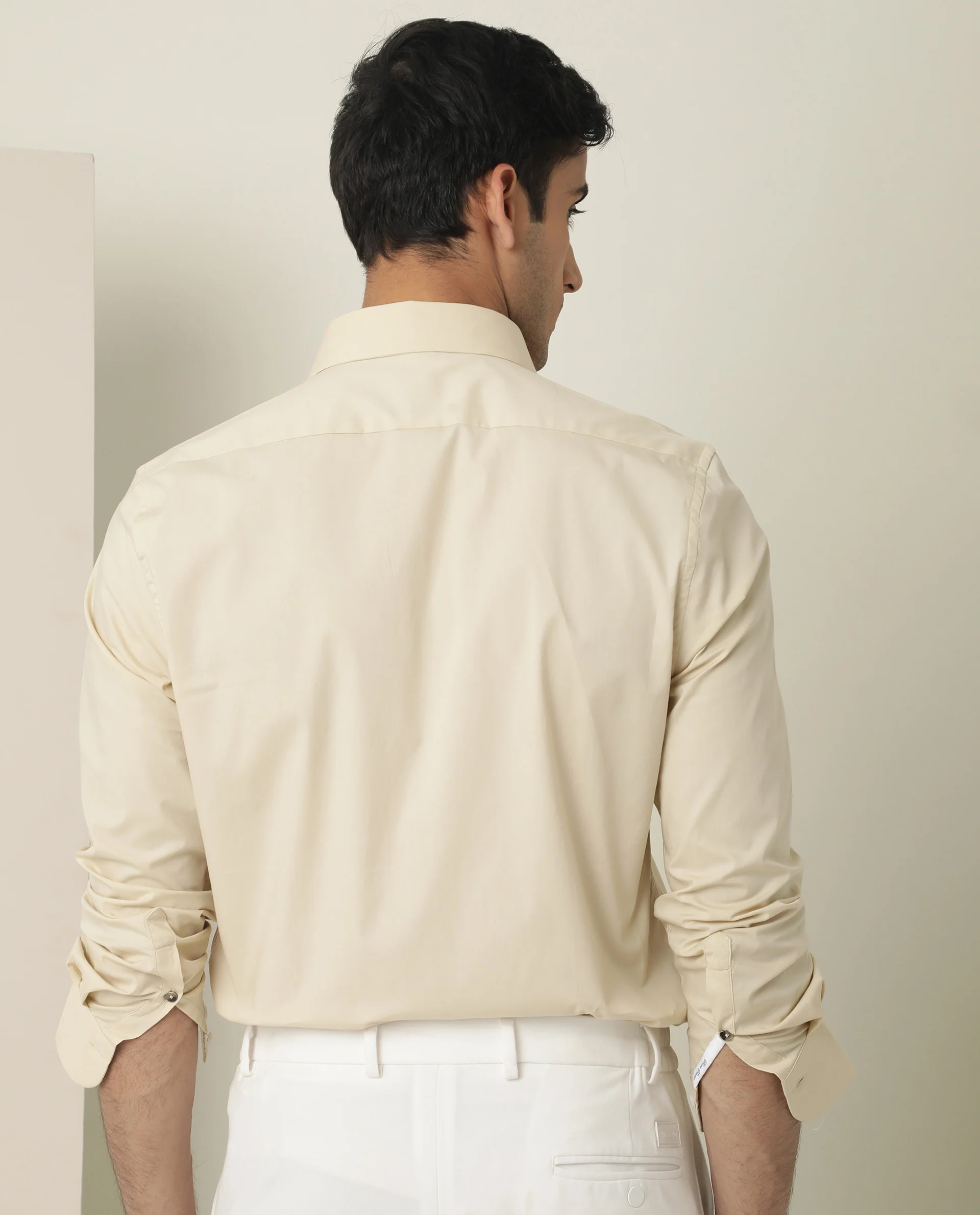 Rare Rabbit Men's Neutons Yellow Cotton Plain Regular Fit Full Sleeve Collared Shirt - Image 9