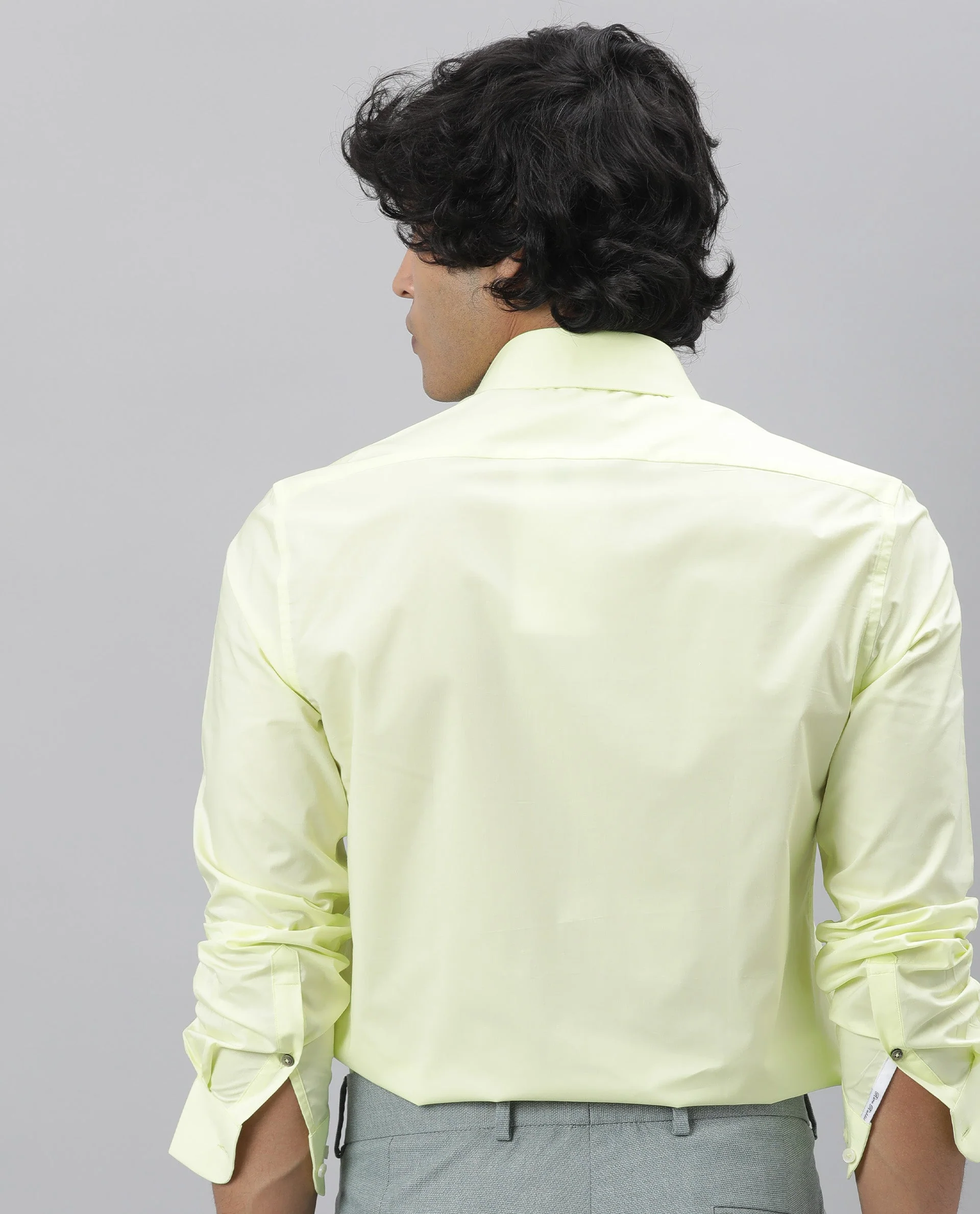 Rare Rabbit Men's Neutro Ls Green Cotton Plain Tailored Fit Full Sleeve Collared Shirt - Image 8