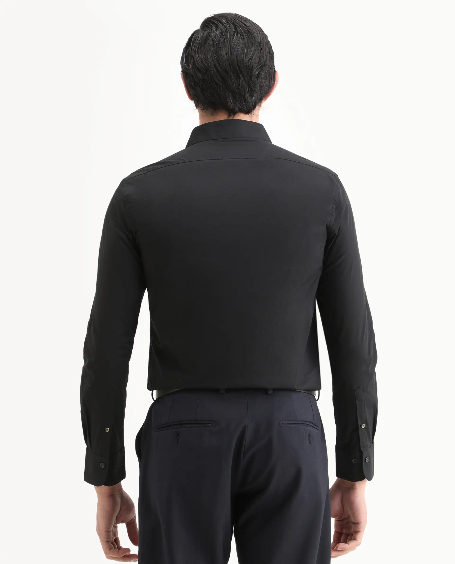Rare Rabbit Men's Neutron8 Black Cotton Plain Regular Fit Full Sleeve Collared Shirt - Image 7