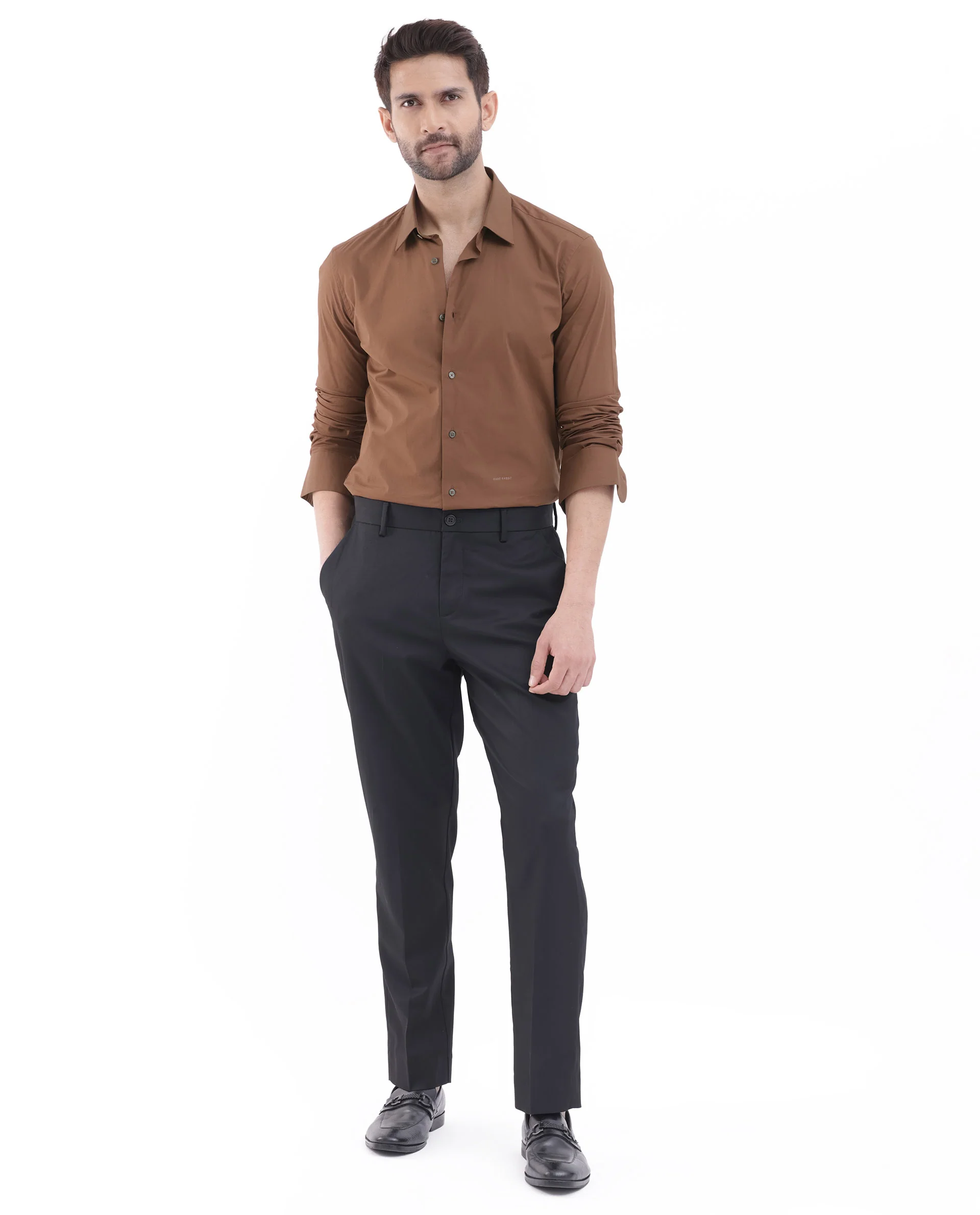 Rare Rabbit Men's Neutron8 Brown Cotton Plain Regular Fit Full Sleeve Collared Shirt - Image 6