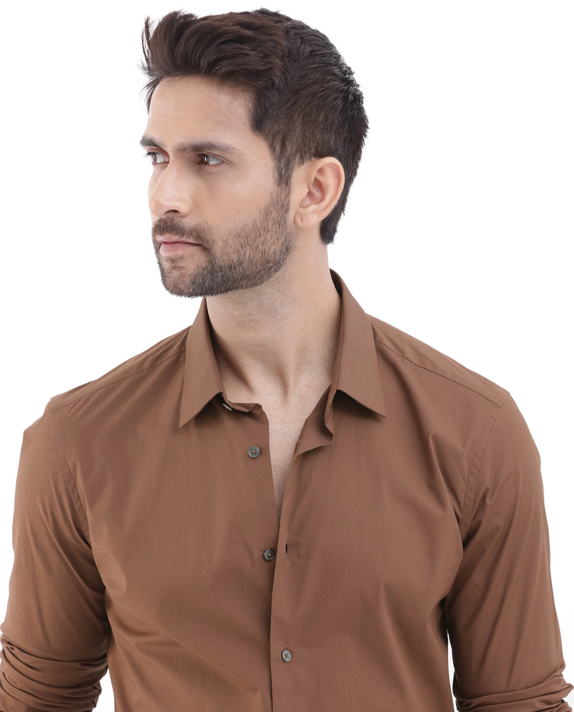 Rare Rabbit Men's Neutron8 Brown Cotton Plain Regular Fit Full Sleeve Collared Shirt - Image 7
