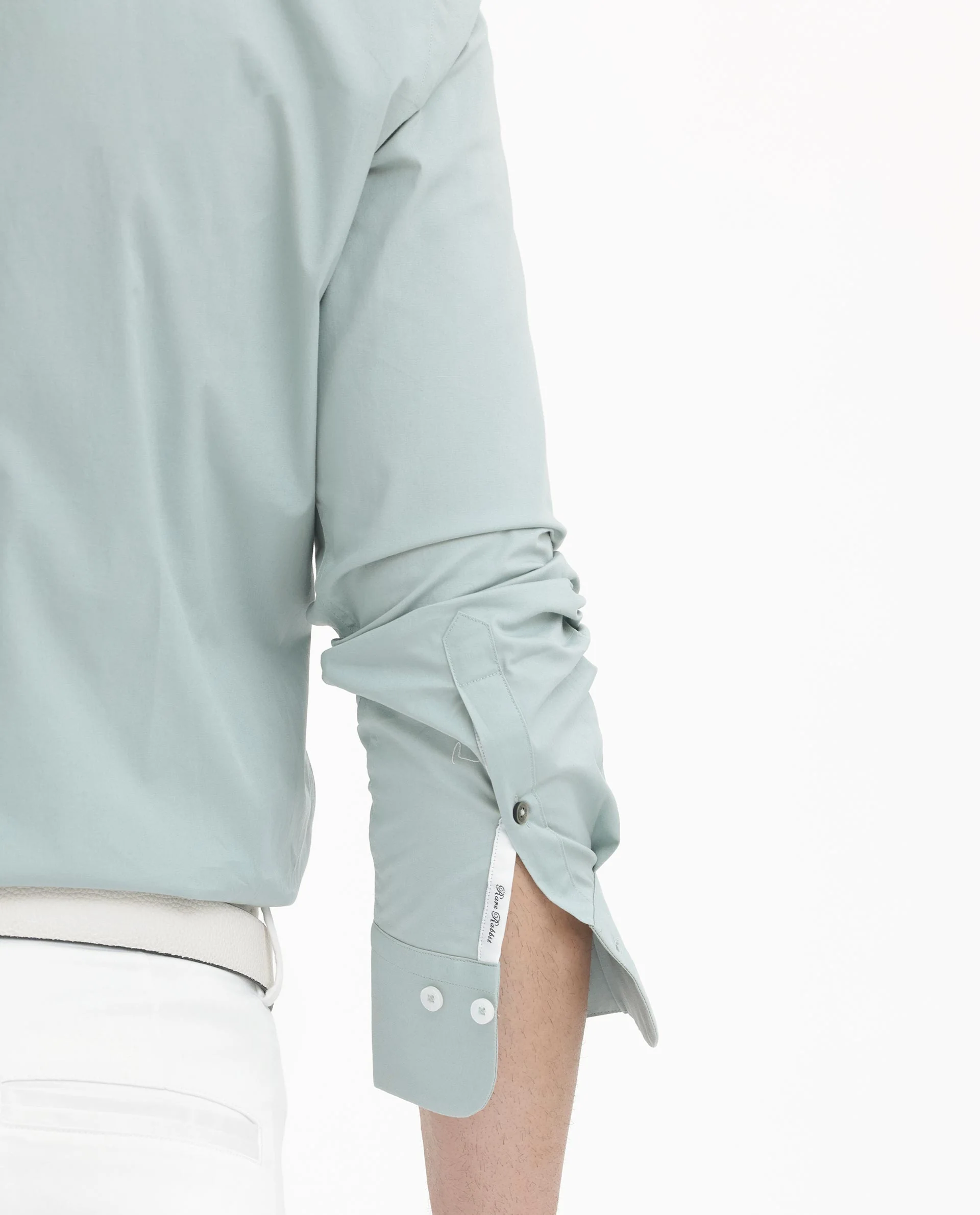 Rare Rabbit Men's Neutron8 Pastel Green Cotton Plain Regular Fit Full Sleeve Collared Shirt - Image 4