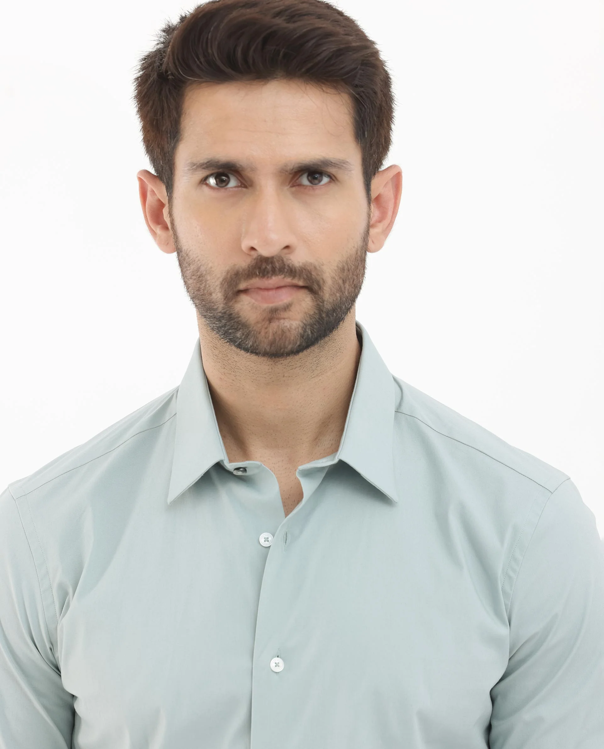 Rare Rabbit Men's Neutron8 Pastel Green Cotton Plain Regular Fit Full Sleeve Collared Shirt - Image 6