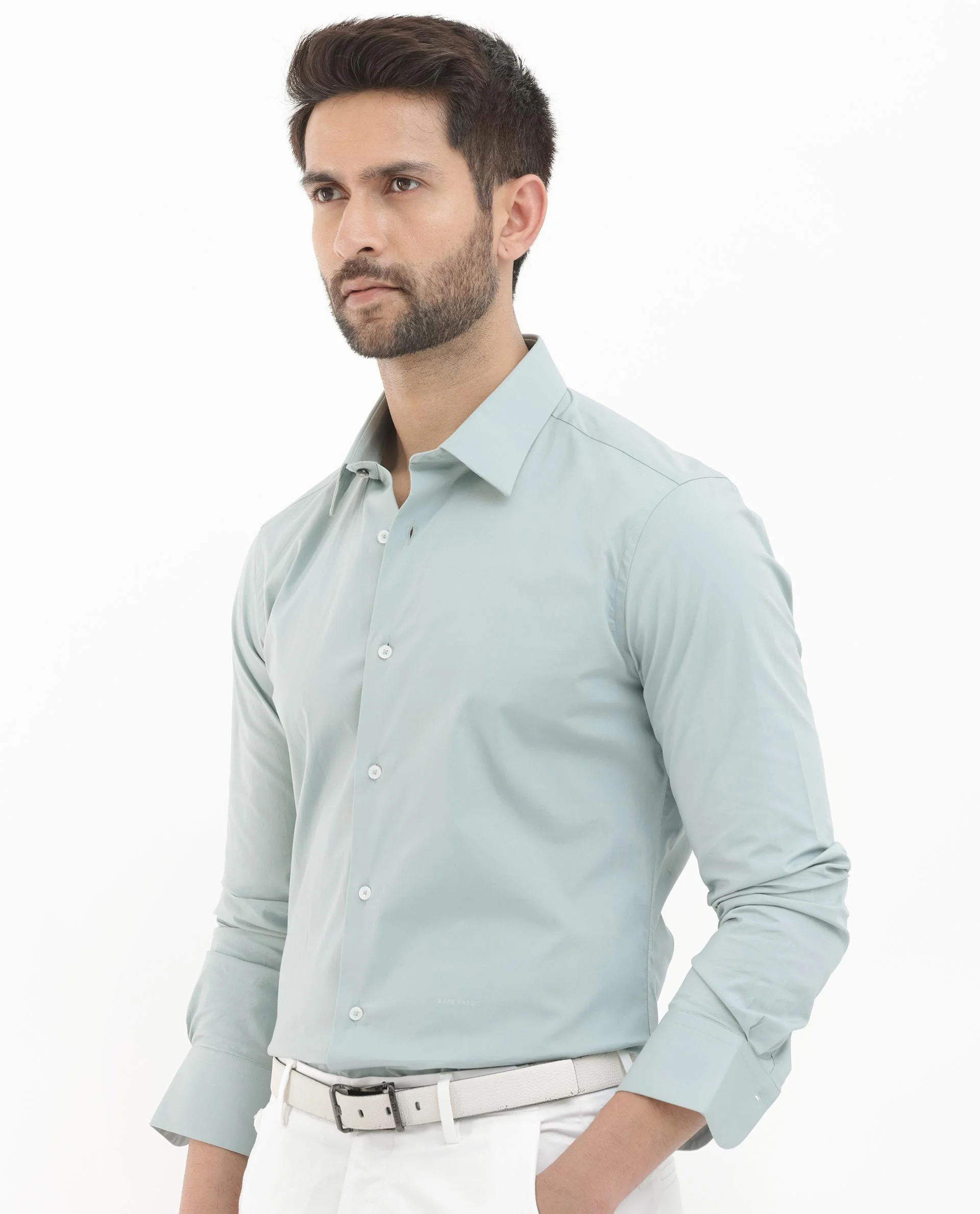 Rare Rabbit Men's Neutron8 Pastel Green Cotton Plain Regular Fit Full Sleeve Collared Shirt - Image 7