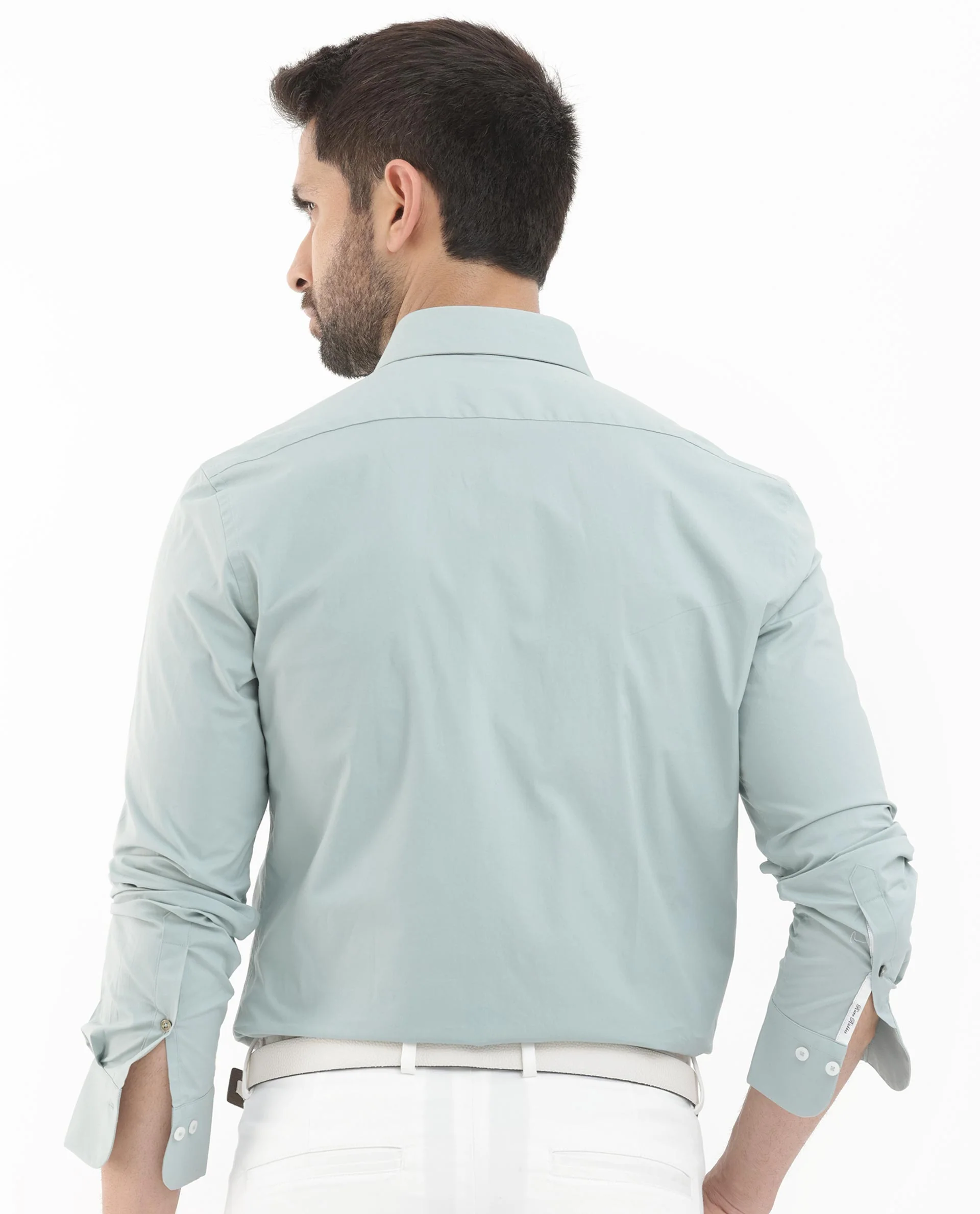Rare Rabbit Men's Neutron8 Pastel Green Cotton Plain Regular Fit Full Sleeve Collared Shirt - Image 9
