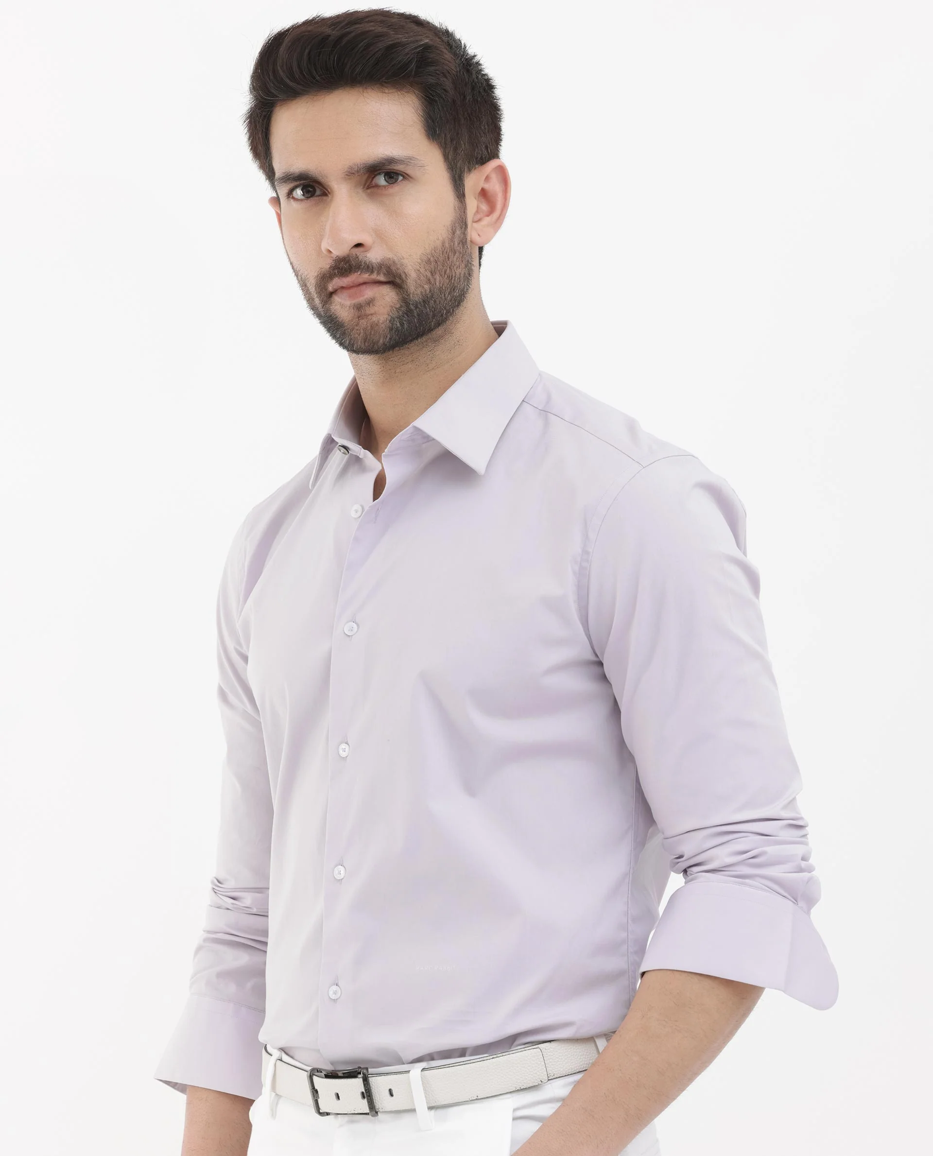 Rare Rabbit Men's Neutron8 Pastel Purple Cotton Plain Regular Fit Full Sleeve Collared Shirt - Image 7