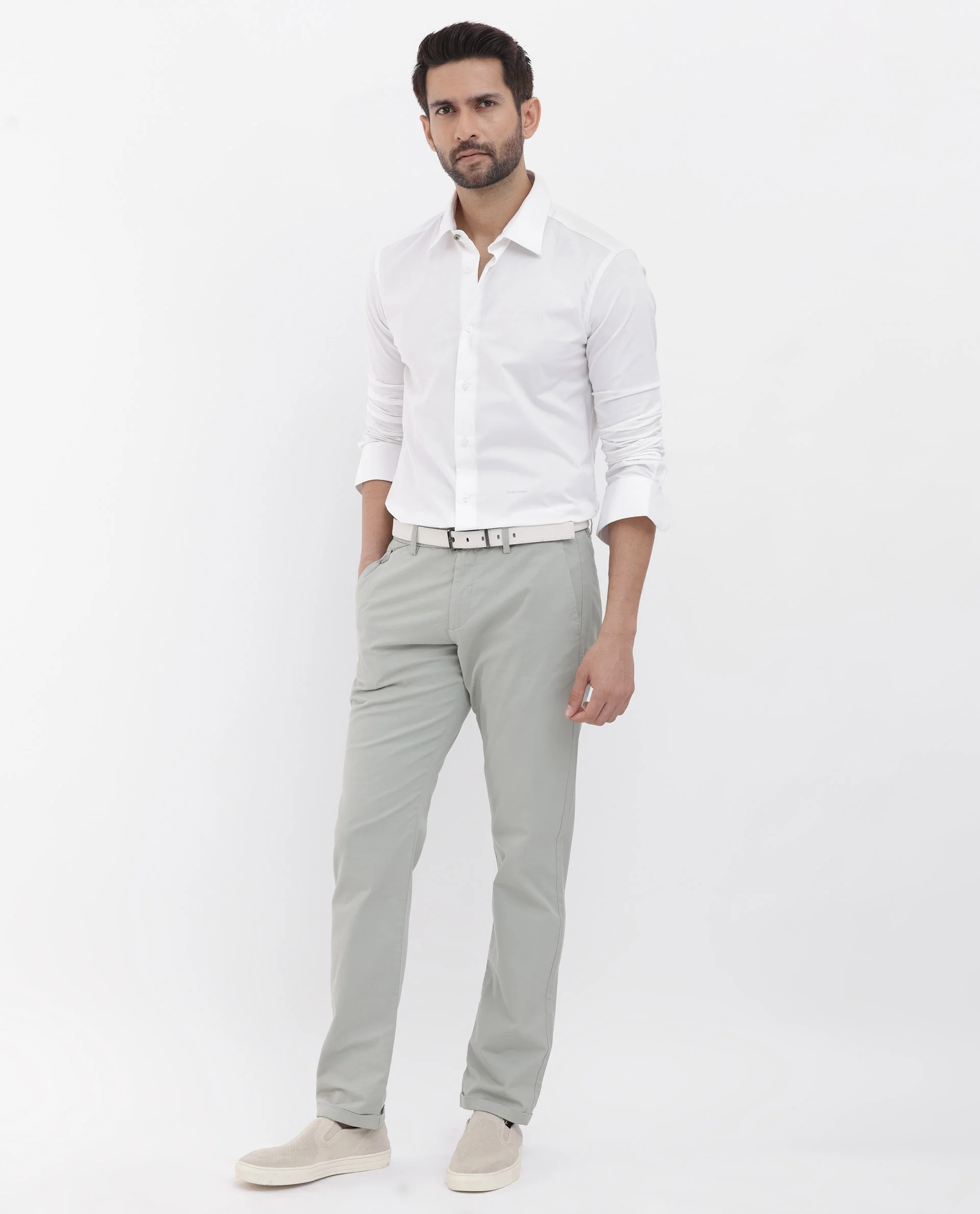 Rare Rabbit Men's Neutron 8 White Cotton Plain Regular Fit Full Sleeve Collared Shirt - Image 2