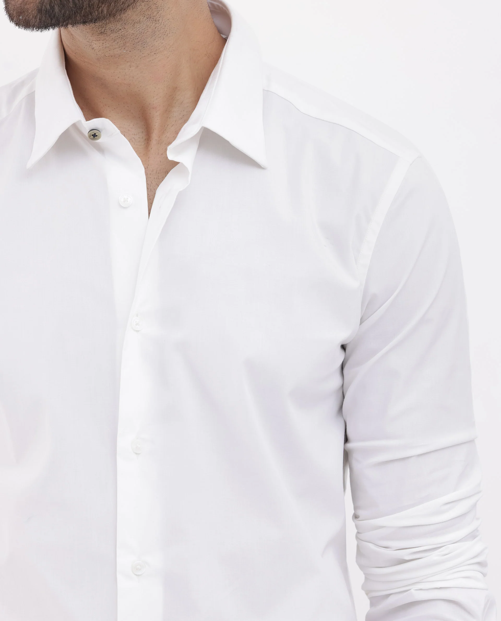 Rare Rabbit Men's Neutron 8 White Cotton Plain Regular Fit Full Sleeve Collared Shirt - Image 4