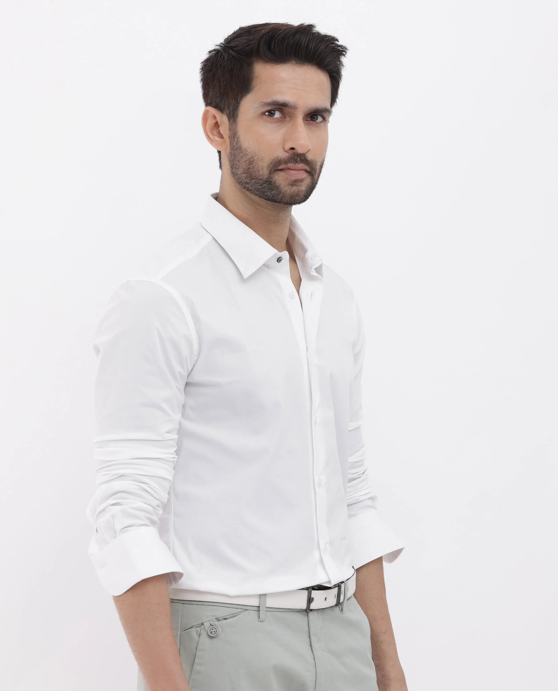 Rare Rabbit Men's Neutron 8 White Cotton Plain Regular Fit Full Sleeve Collared Shirt - Image 8