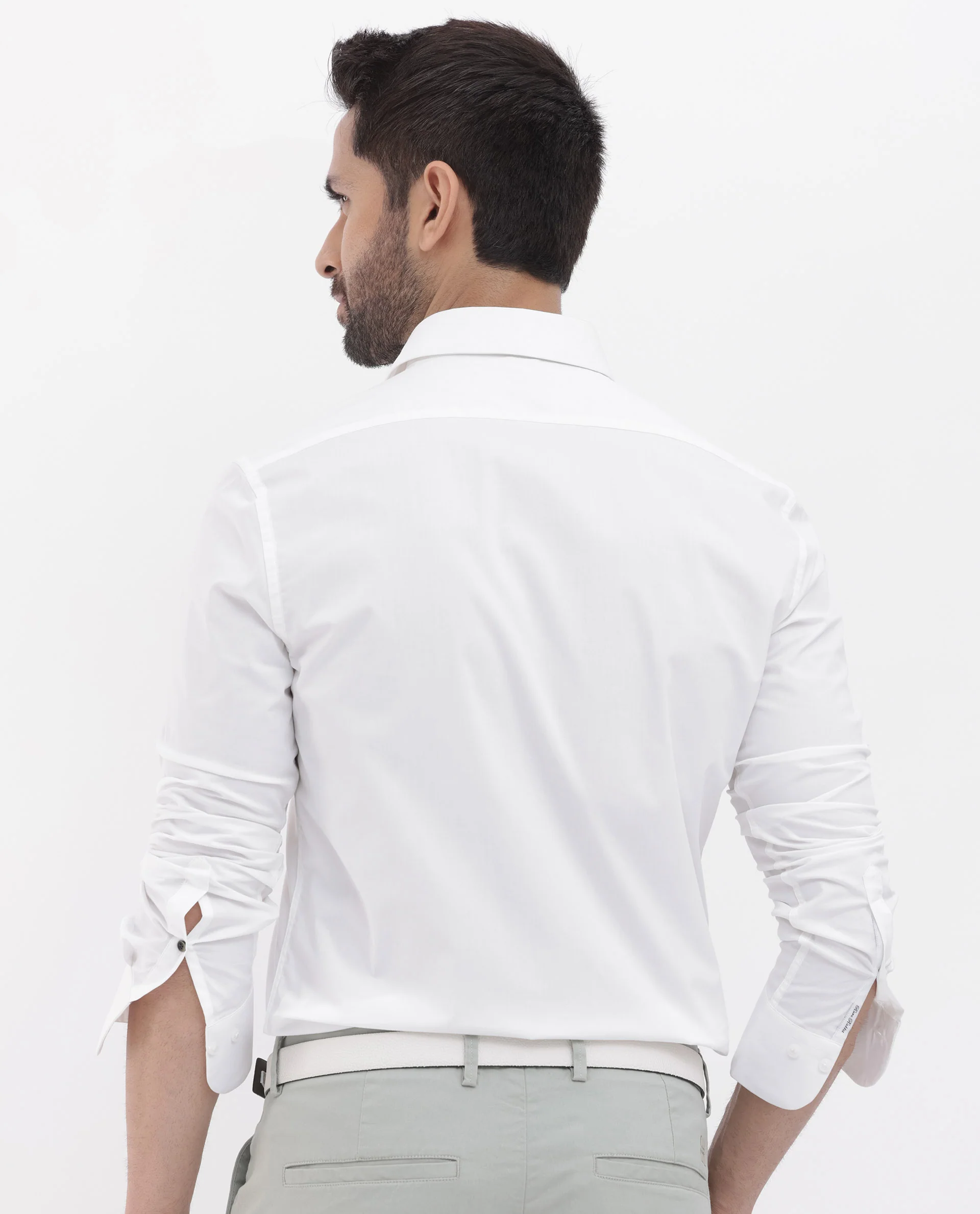 Rare Rabbit Men's Neutron 8 White Cotton Plain Regular Fit Full Sleeve Collared Shirt - Image 9