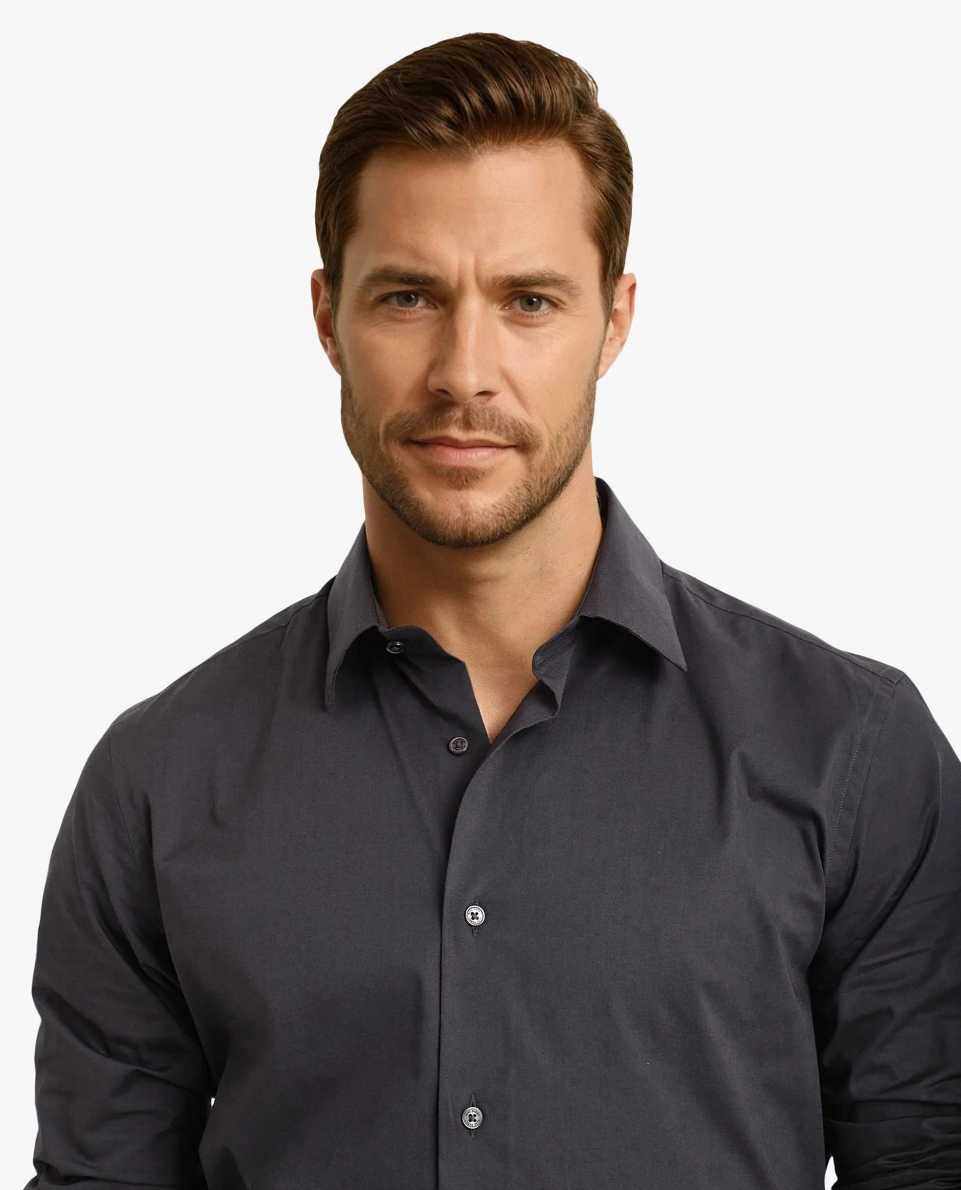 Rare Rabbit Men's Neutron-9 Dark Grey Cotton Plain Regular Fit Full Sleeve Collared Shirt - Image 2