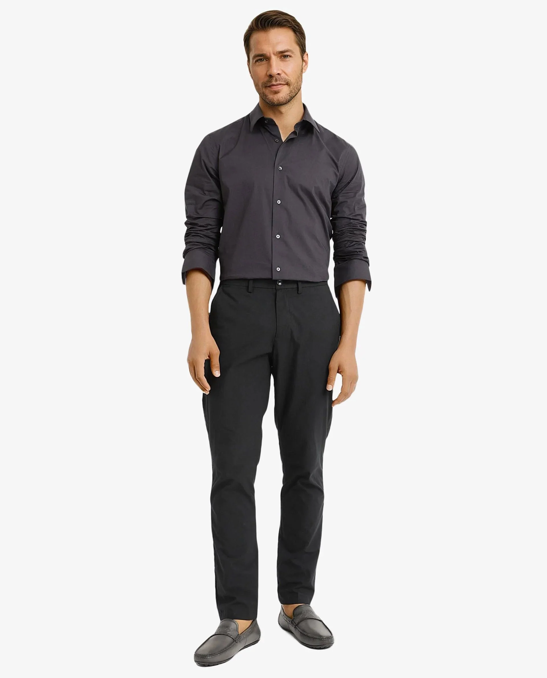 Rare Rabbit Men's Neutron-9 Dark Grey Cotton Plain Regular Fit Full Sleeve Collared Shirt - Image 5