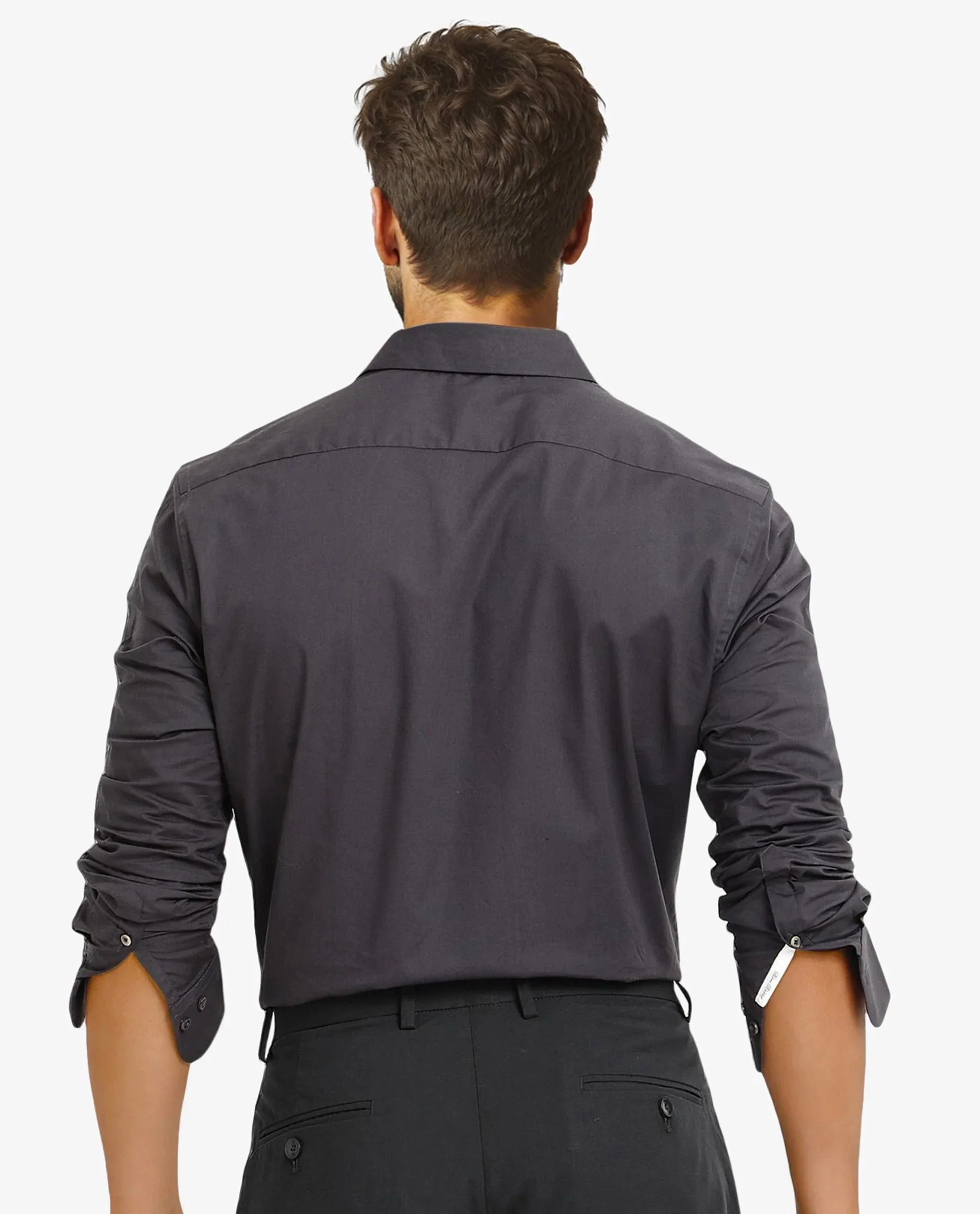 Rare Rabbit Men's Neutron-9 Dark Grey Cotton Plain Regular Fit Full Sleeve Collared Shirt - Image 7