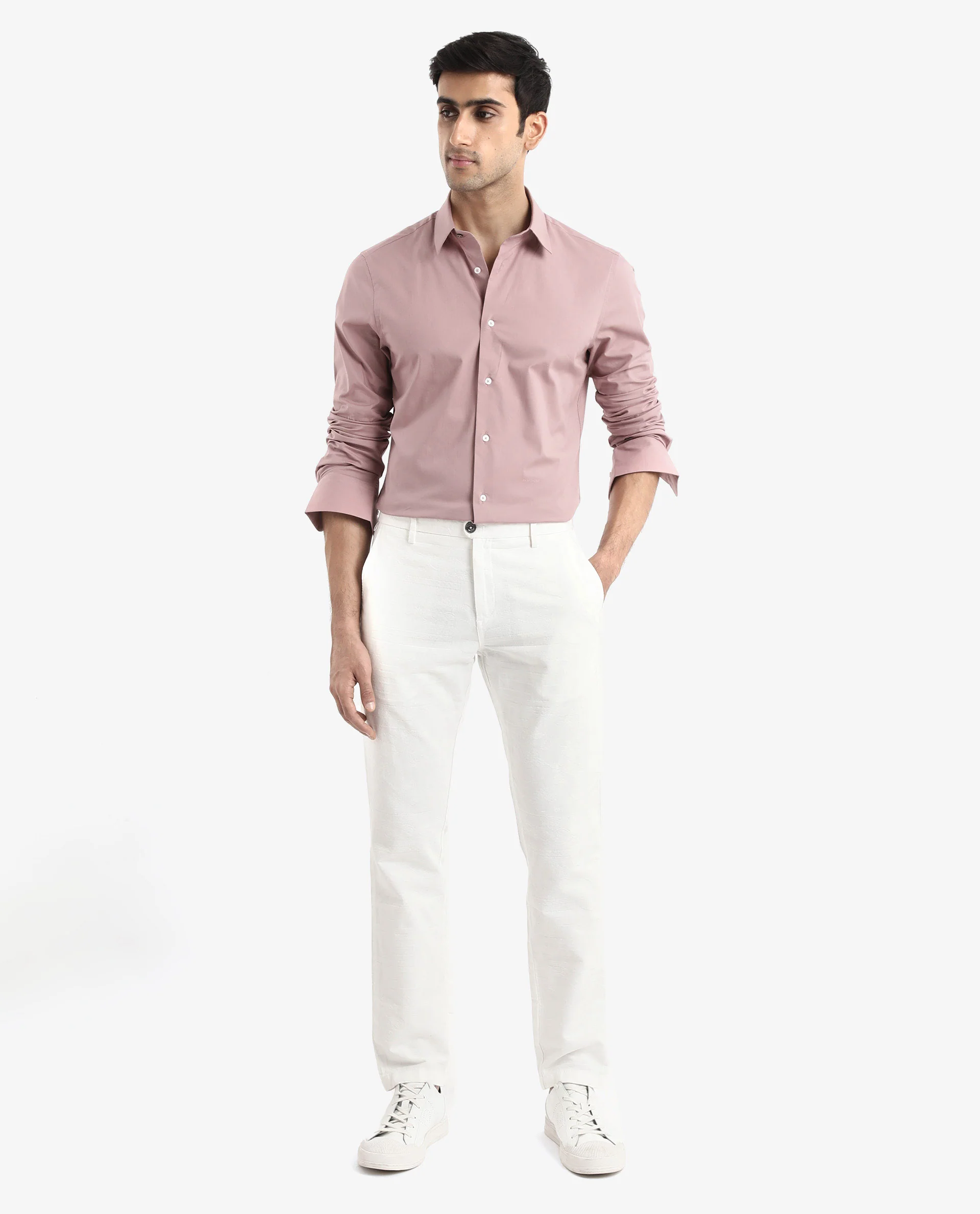 Rare Rabbit Men's Neutron-9 Dusky Pink Cotton Plain Regular Fit Full Sleeve Collared Shirt - Image 10