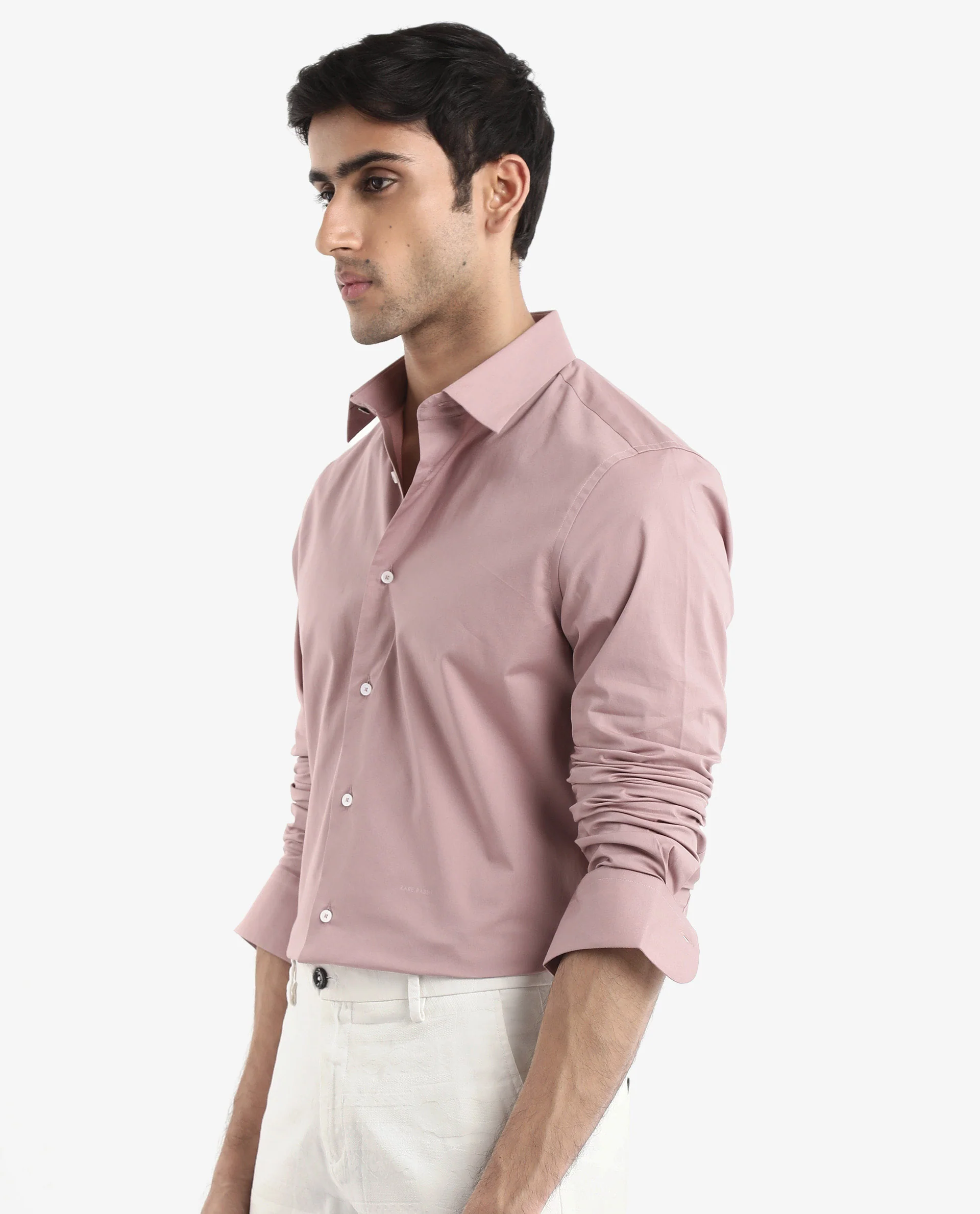 Rare Rabbit Men's Neutron-9 Dusky Pink Cotton Plain Regular Fit Full Sleeve Collared Shirt - Image 8