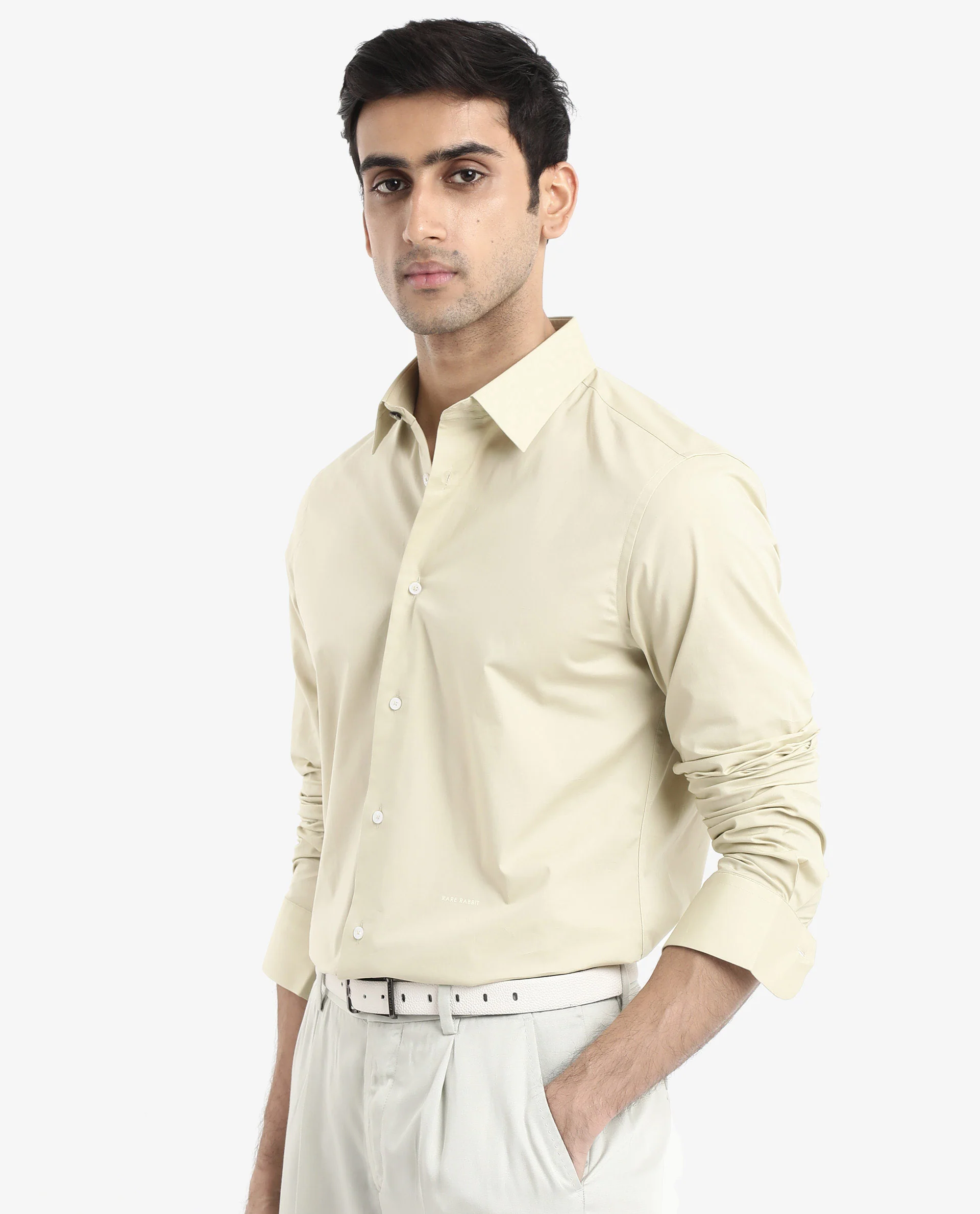 Rare Rabbit Men's Neutron-9 Pastel Green Cotton Plain Regular Fit Full Sleeve Collared Shirt - Image 8