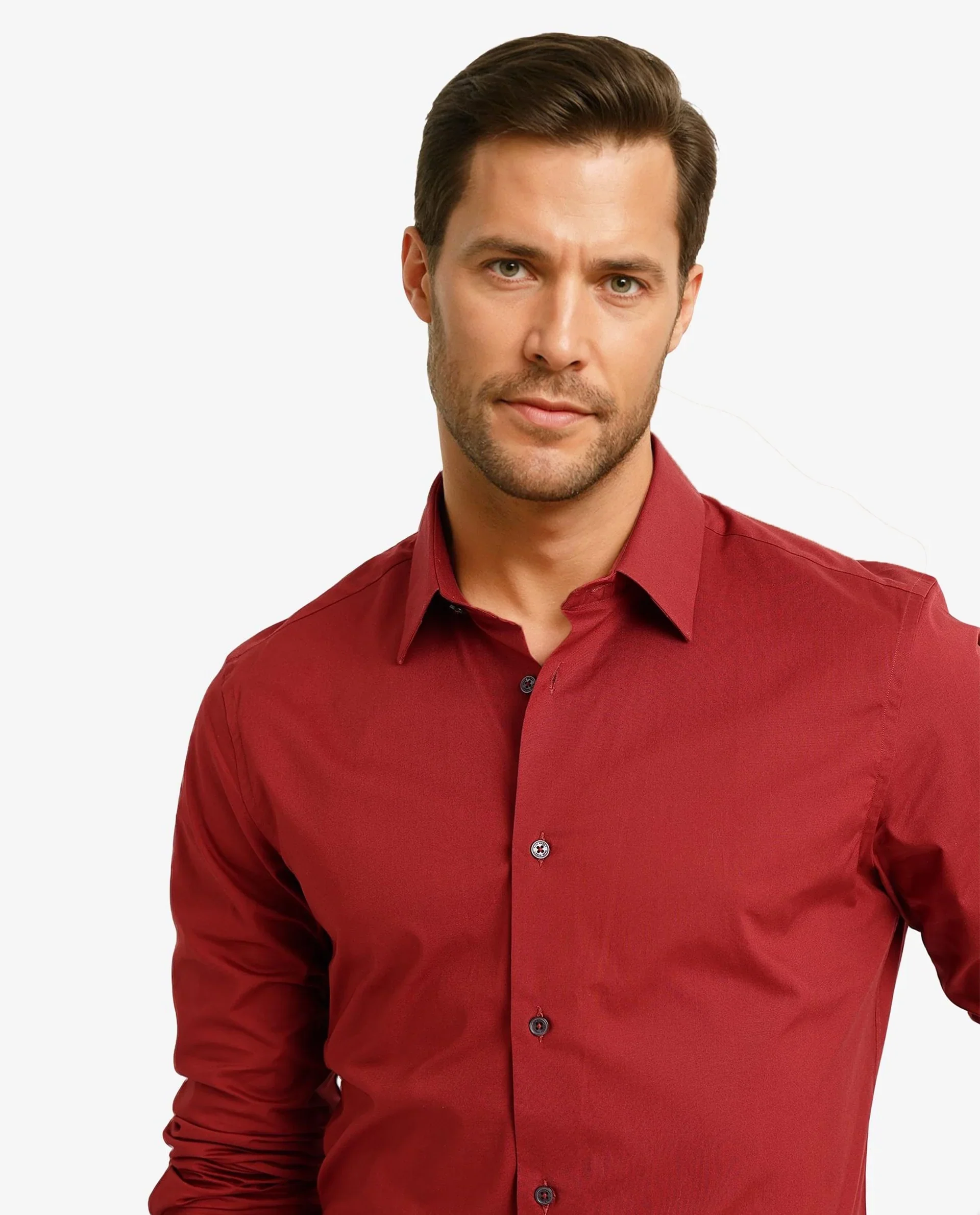 Rare Rabbit Men's Neutron-9 Rust Cotton Plain Regular Fit Full Sleeve Collared Shirt - Image 2