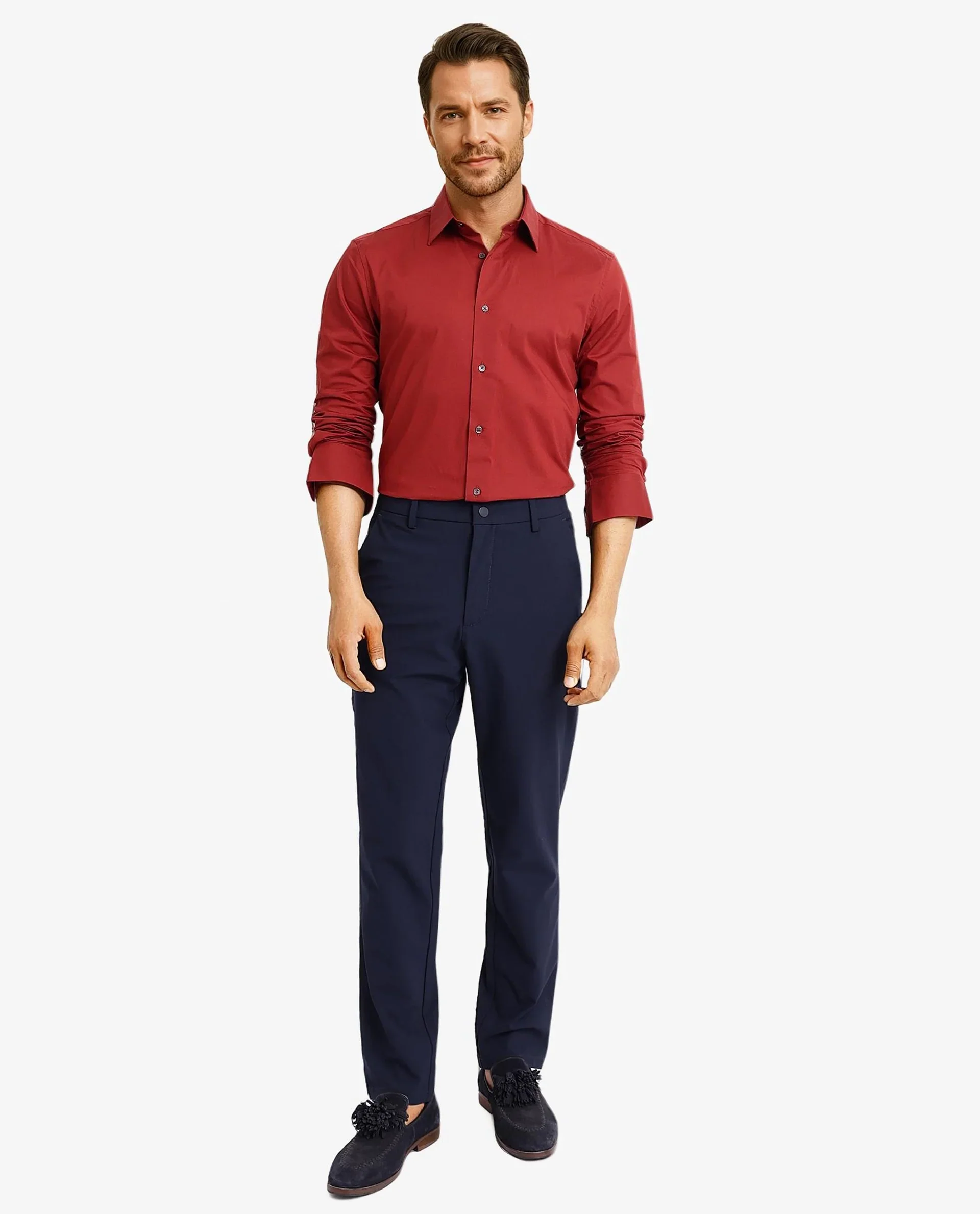 Rare Rabbit Men's Neutron-9 Rust Cotton Plain Regular Fit Full Sleeve Collared Shirt - Image 4