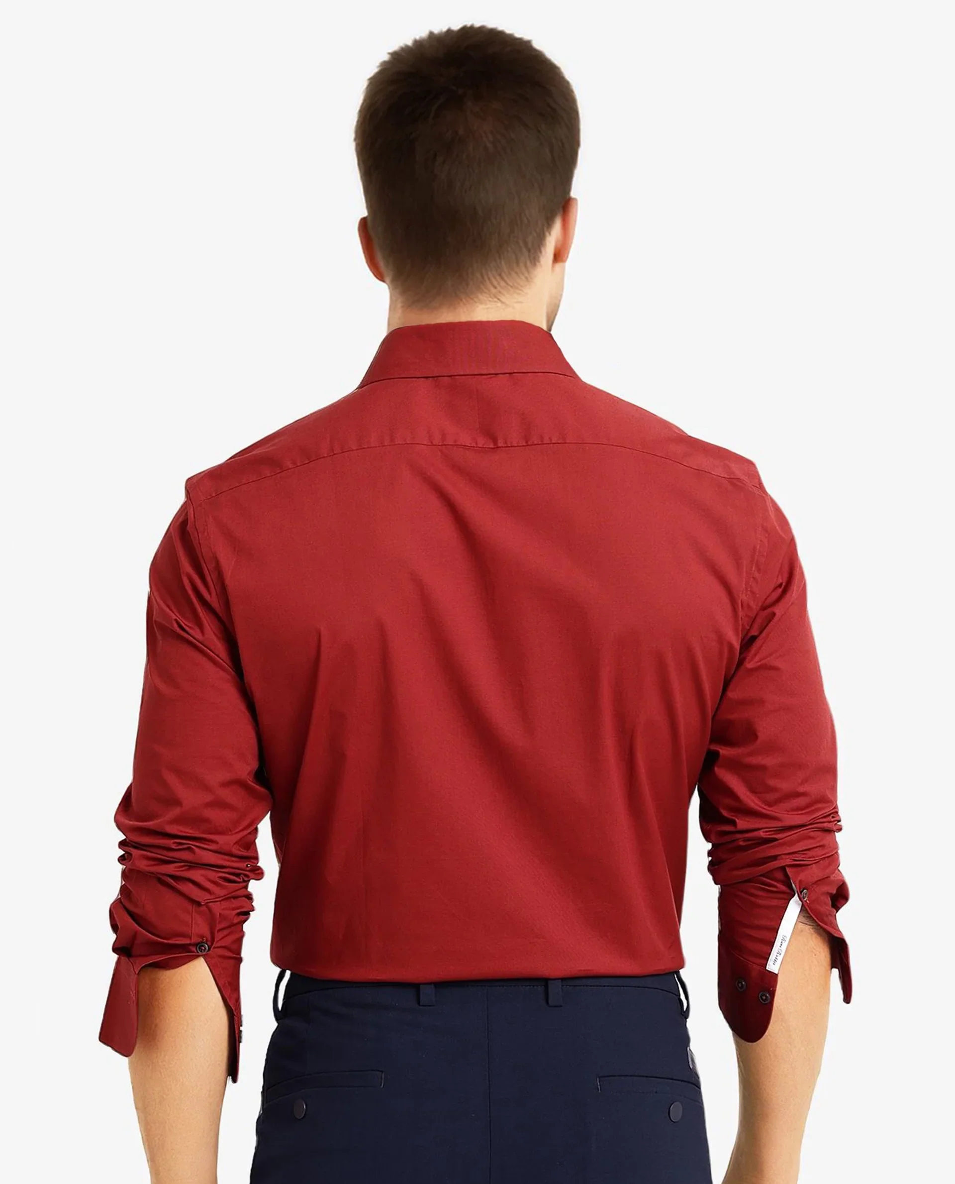 Rare Rabbit Men's Neutron-9 Rust Cotton Plain Regular Fit Full Sleeve Collared Shirt - Image 5