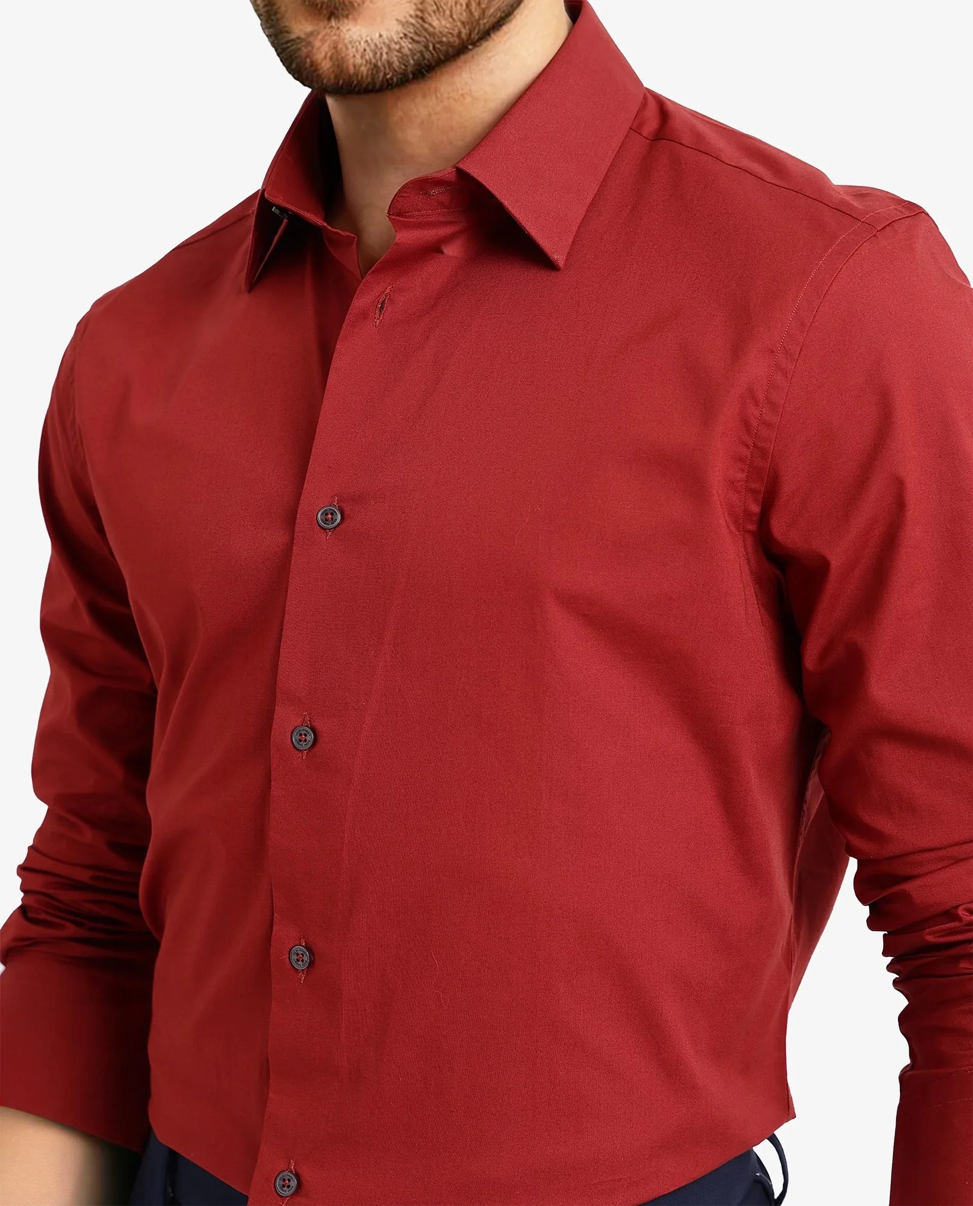 Rare Rabbit Men's Neutron-9 Rust Cotton Plain Regular Fit Full Sleeve Collared Shirt - Image 7