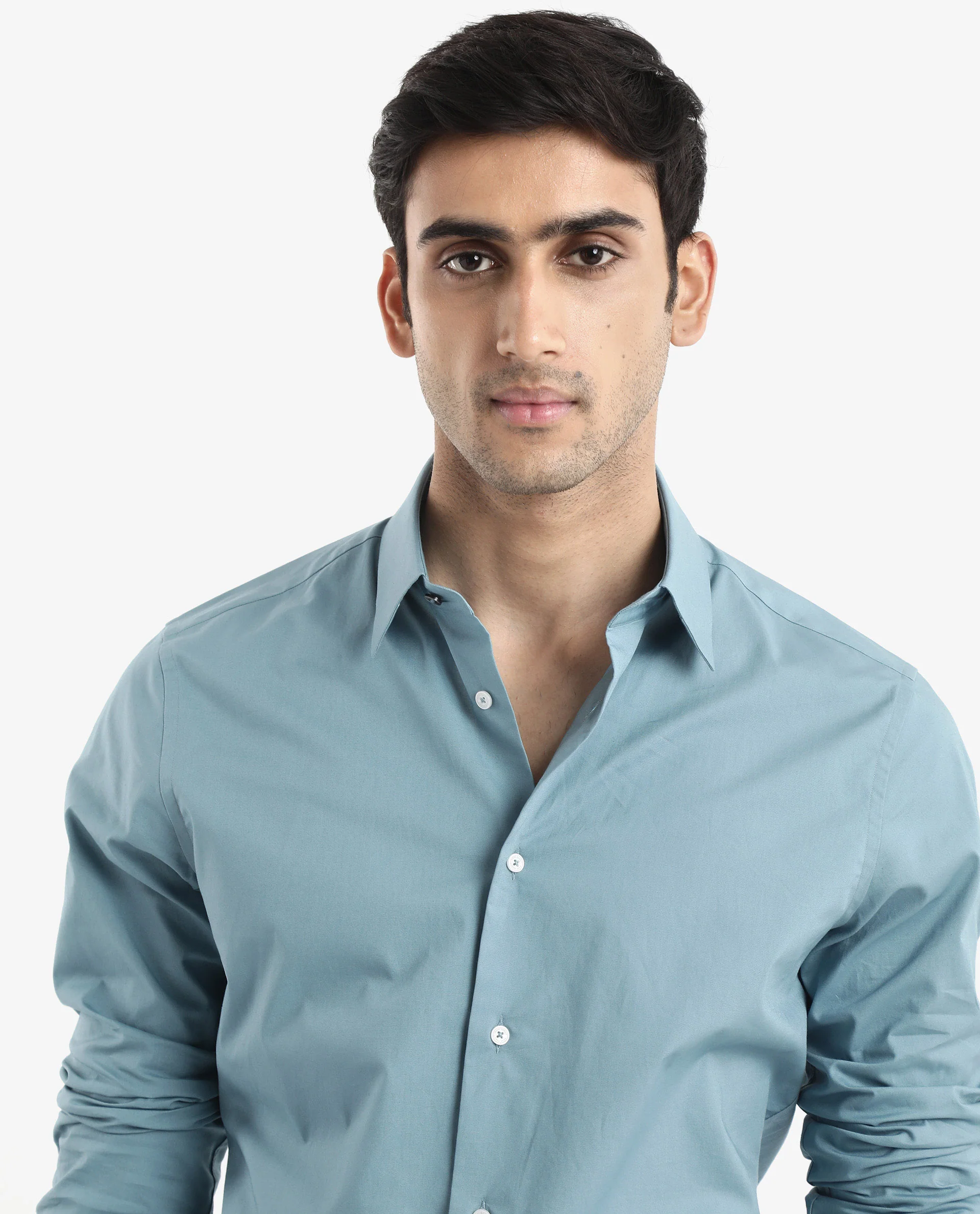 Rare Rabbit Men's Neutron-9 Turq Cotton Plain Regular Fit Full Sleeve Collared Shirt - Image 4