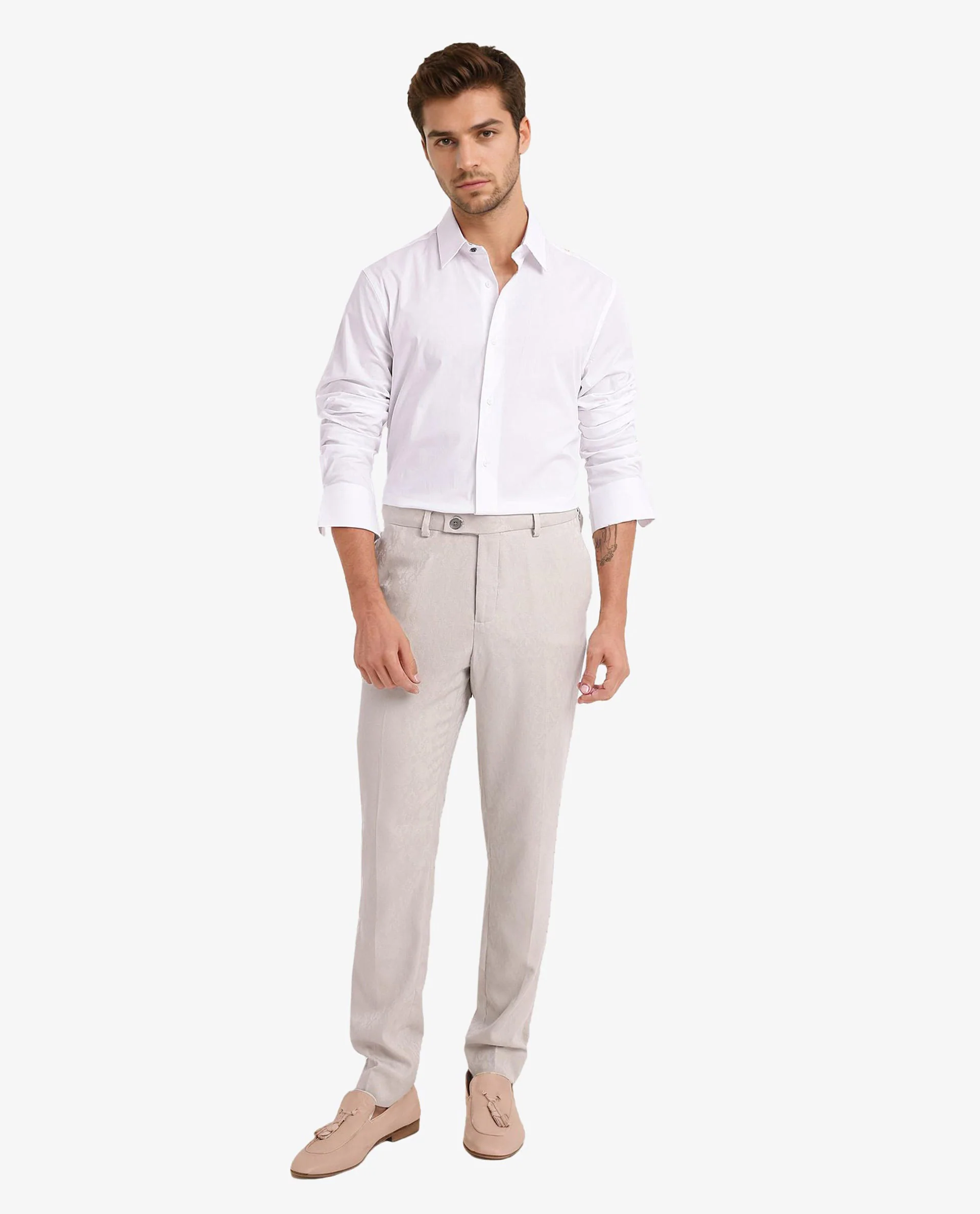 Rare Rabbit Men's Neutron-9 White Cotton Plain Regular Fit Full Sleeve Collared Shirt - Image 3