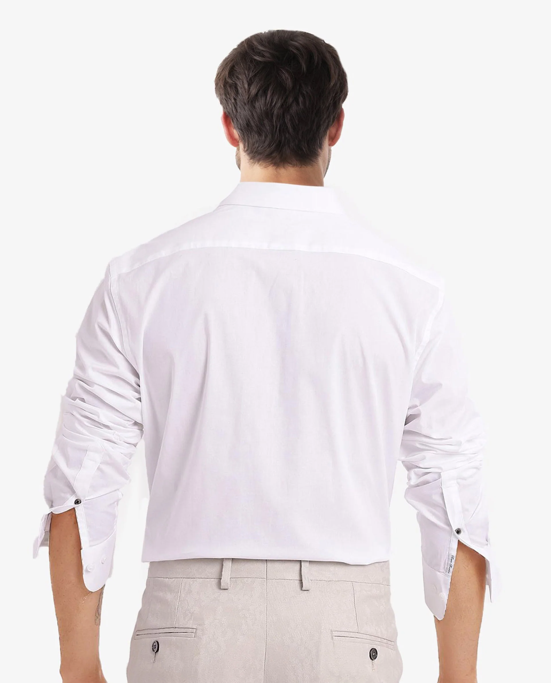 Rare Rabbit Men's Neutron-9 White Cotton Plain Regular Fit Full Sleeve Collared Shirt - Image 5
