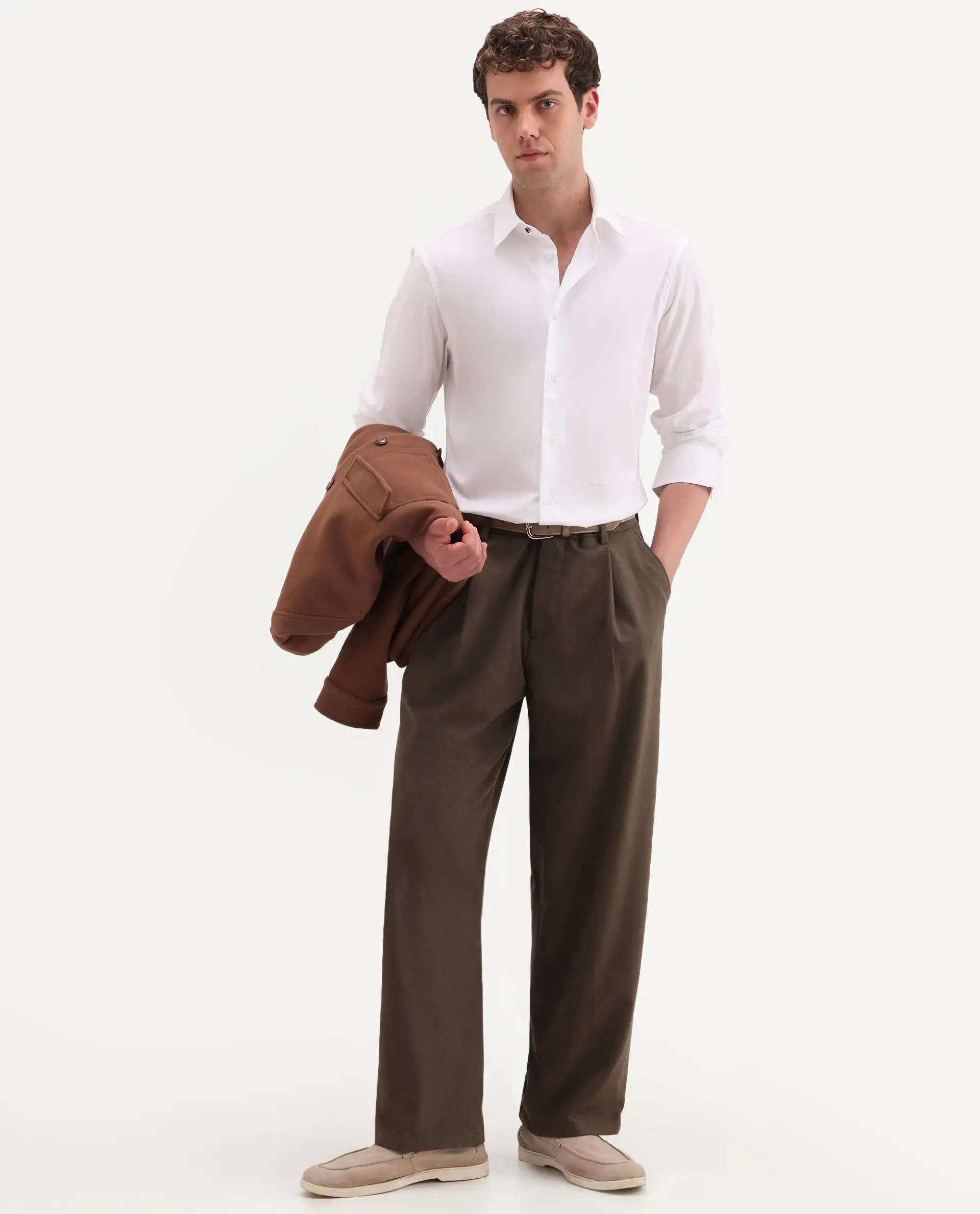 Rare Rabbit Men's Neutron-Ss26 White Cotton Blend Full Sleeve Spread Collar Regular Fit Plain Shirt - Image 2