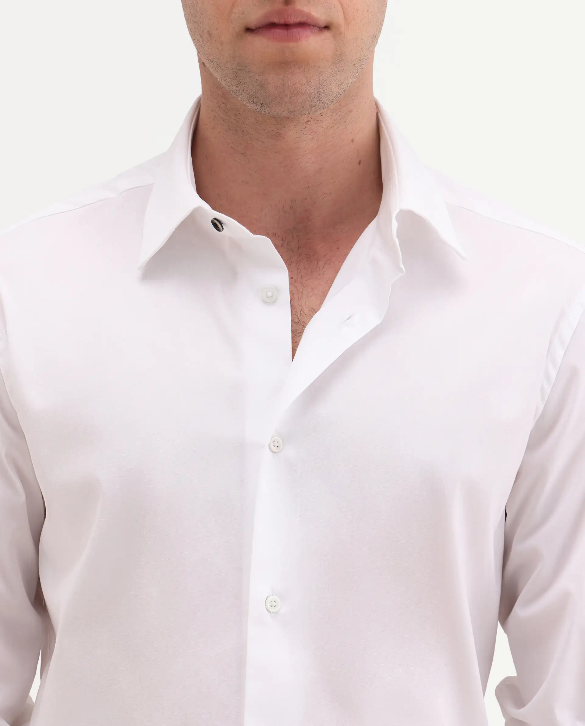 Rare Rabbit Men's Neutron-Ss26 White Cotton Blend Full Sleeve Spread Collar Regular Fit Plain Shirt - Image 3