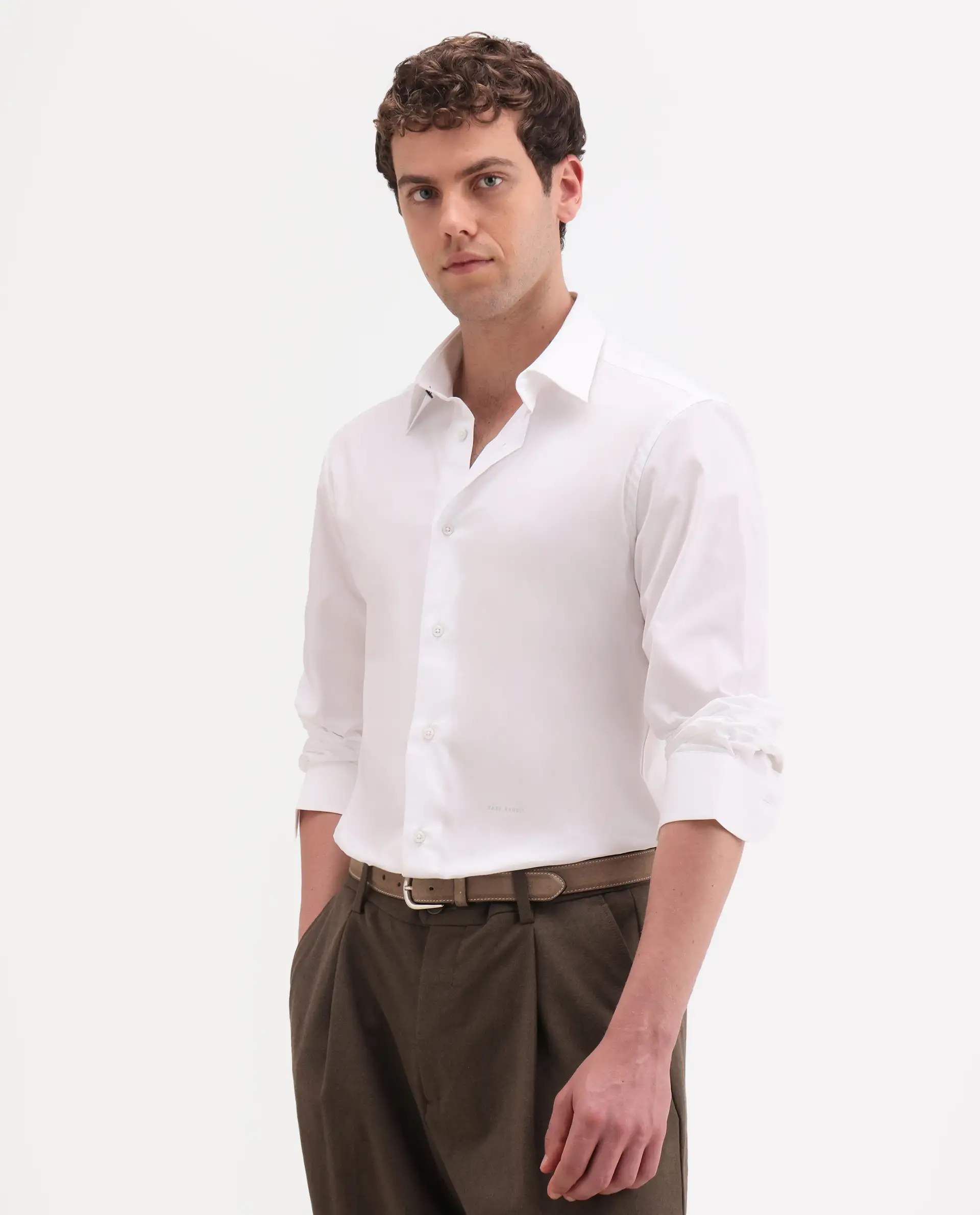 Rare Rabbit Men's Neutron-Ss26 White Cotton Blend Full Sleeve Spread Collar Regular Fit Plain Shirt - Image 5