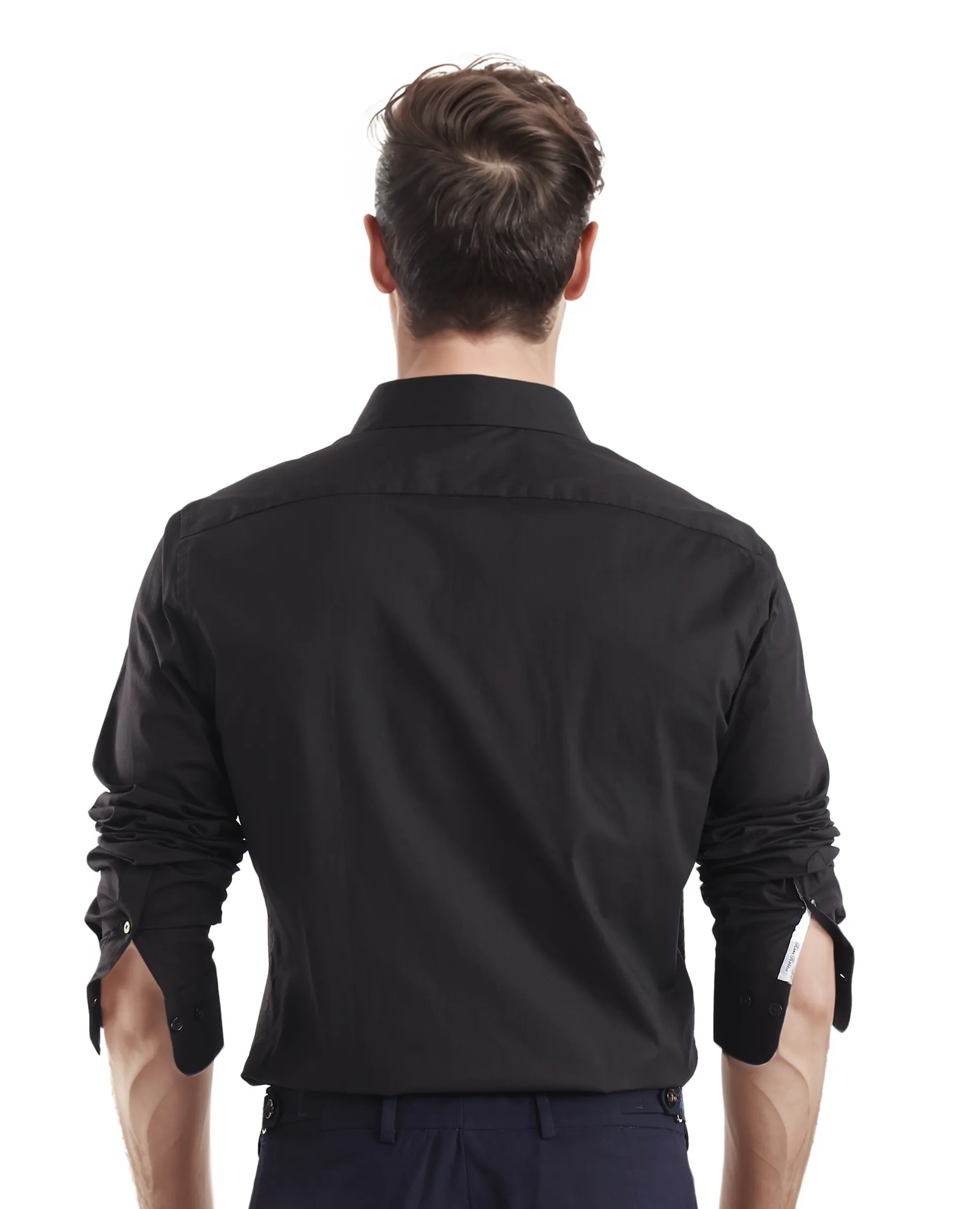 Rare Rabbit Men's Neutron-Uni Black Cotton Plain Regular Fit Full Sleeve Collared Shirt - Image 4