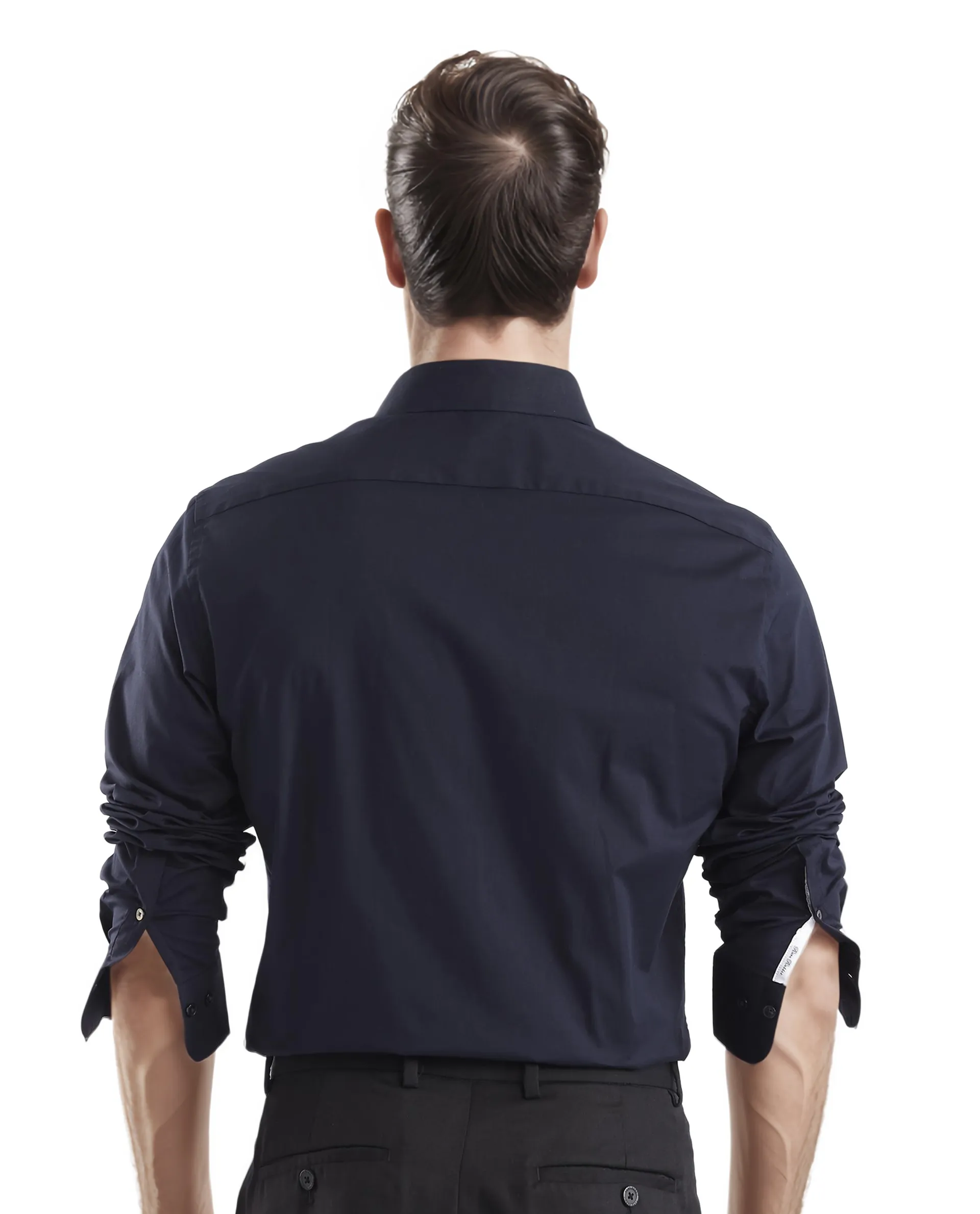 Rare Rabbit Men's Neutron-Uni Navy Cotton Plain Regular Fit Full Sleeve Collared Shirt - Image 4