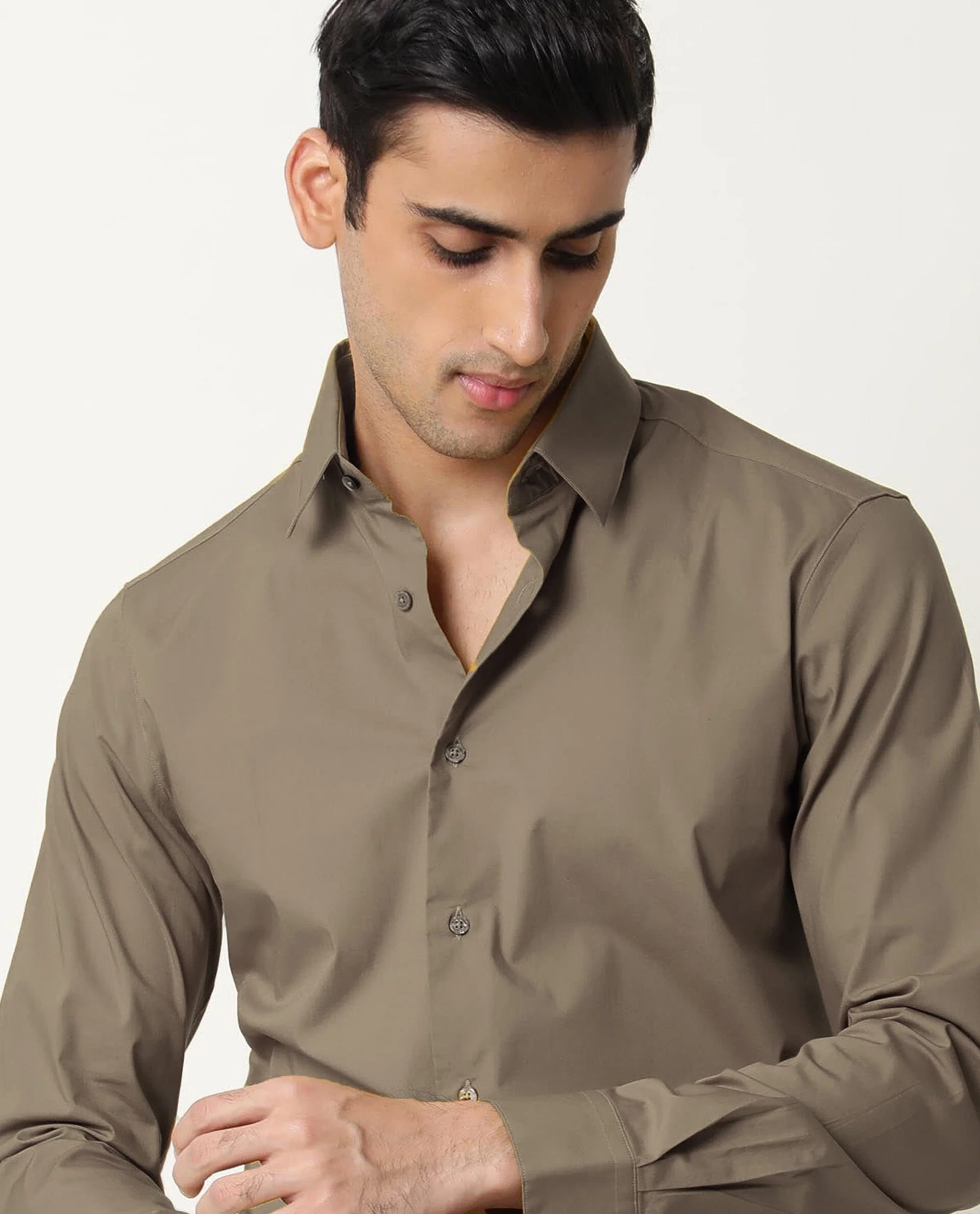 Rare Rabbit Men's Neutrons Brown Cotton Regular Fit Full Sleeve Spread Collar Shirt - Image 2