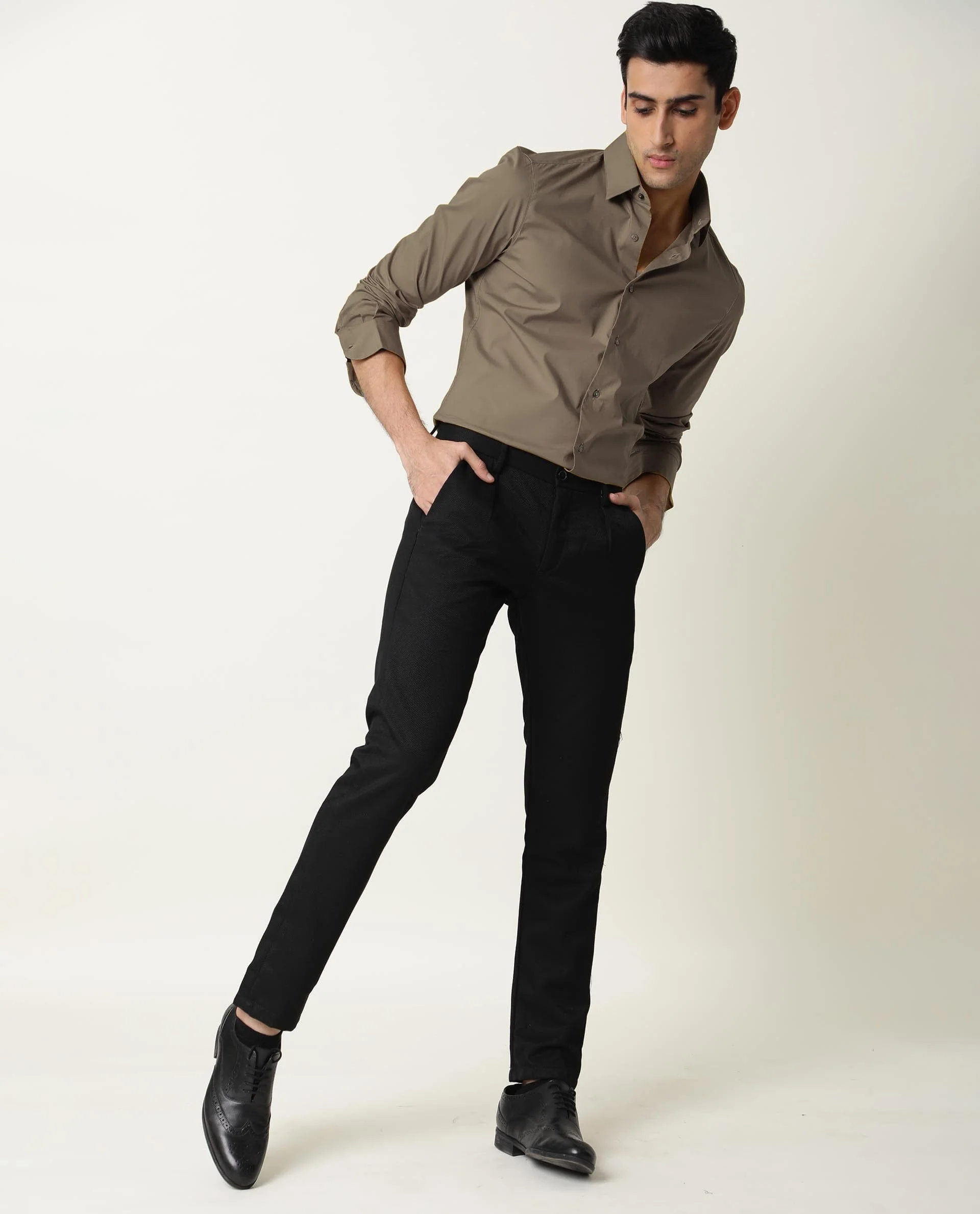 Rare Rabbit Men's Neutrons Brown Cotton Regular Fit Full Sleeve Spread Collar Shirt - Image 3