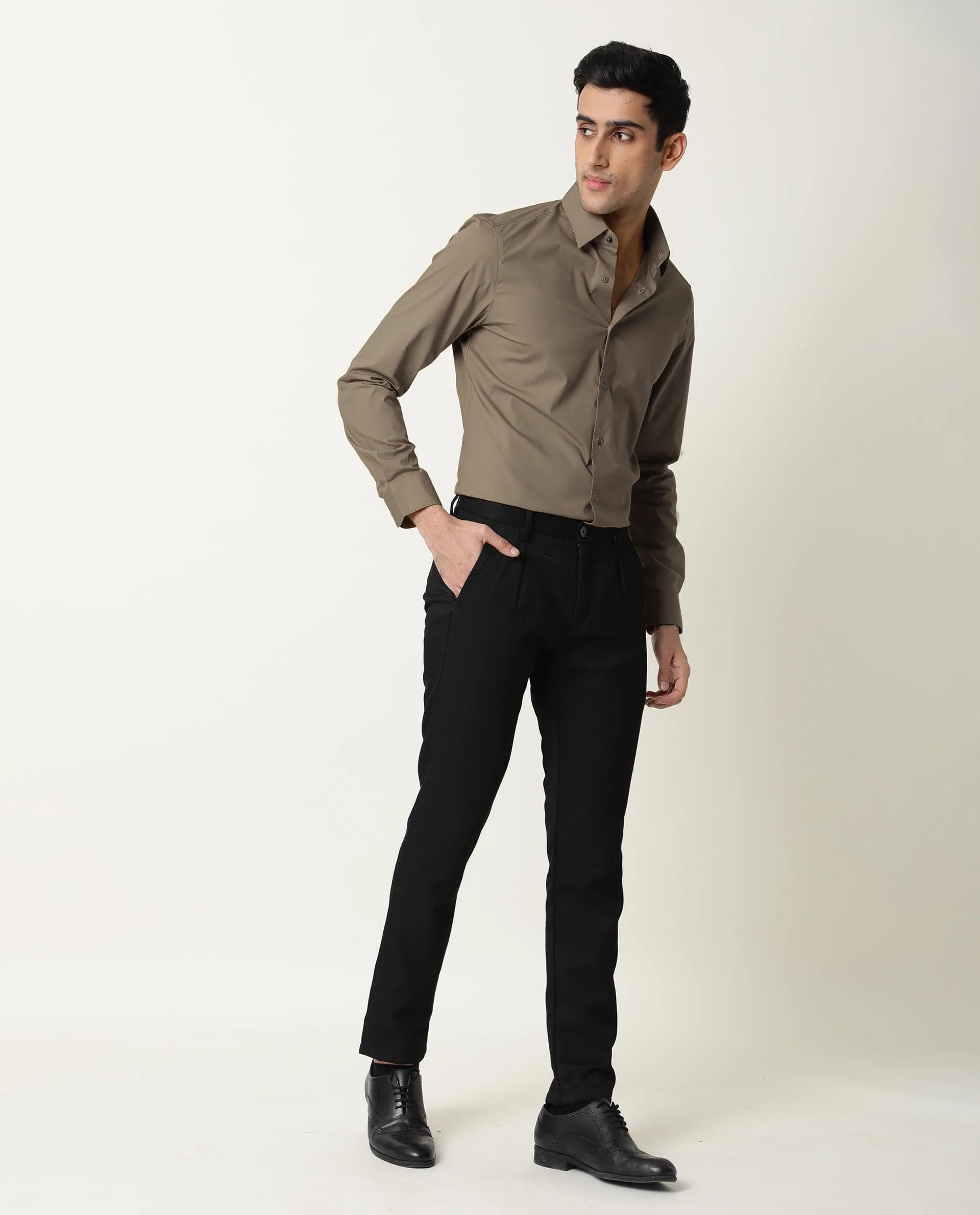 Rare Rabbit Men's Neutrons Brown Cotton Regular Fit Full Sleeve Spread Collar Shirt - Image 6