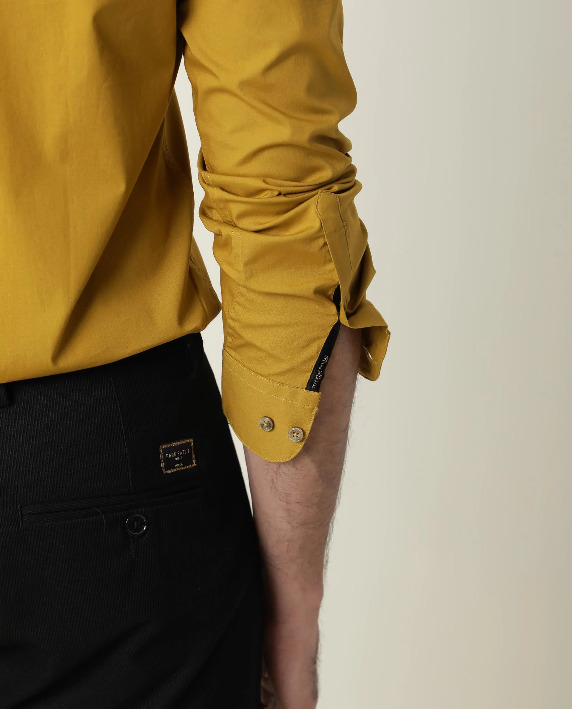 Rare Rabbit Men's Neutrons Yellow Cotton Regular Fit Full Sleeve Spread Collar Shirt - Image 10