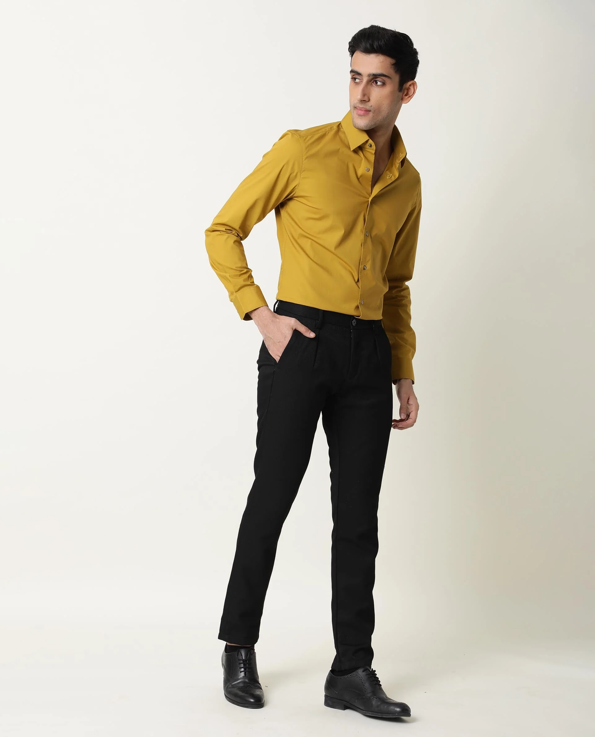 Rare Rabbit Men's Neutrons Yellow Cotton Regular Fit Full Sleeve Spread Collar Shirt - Image 11
