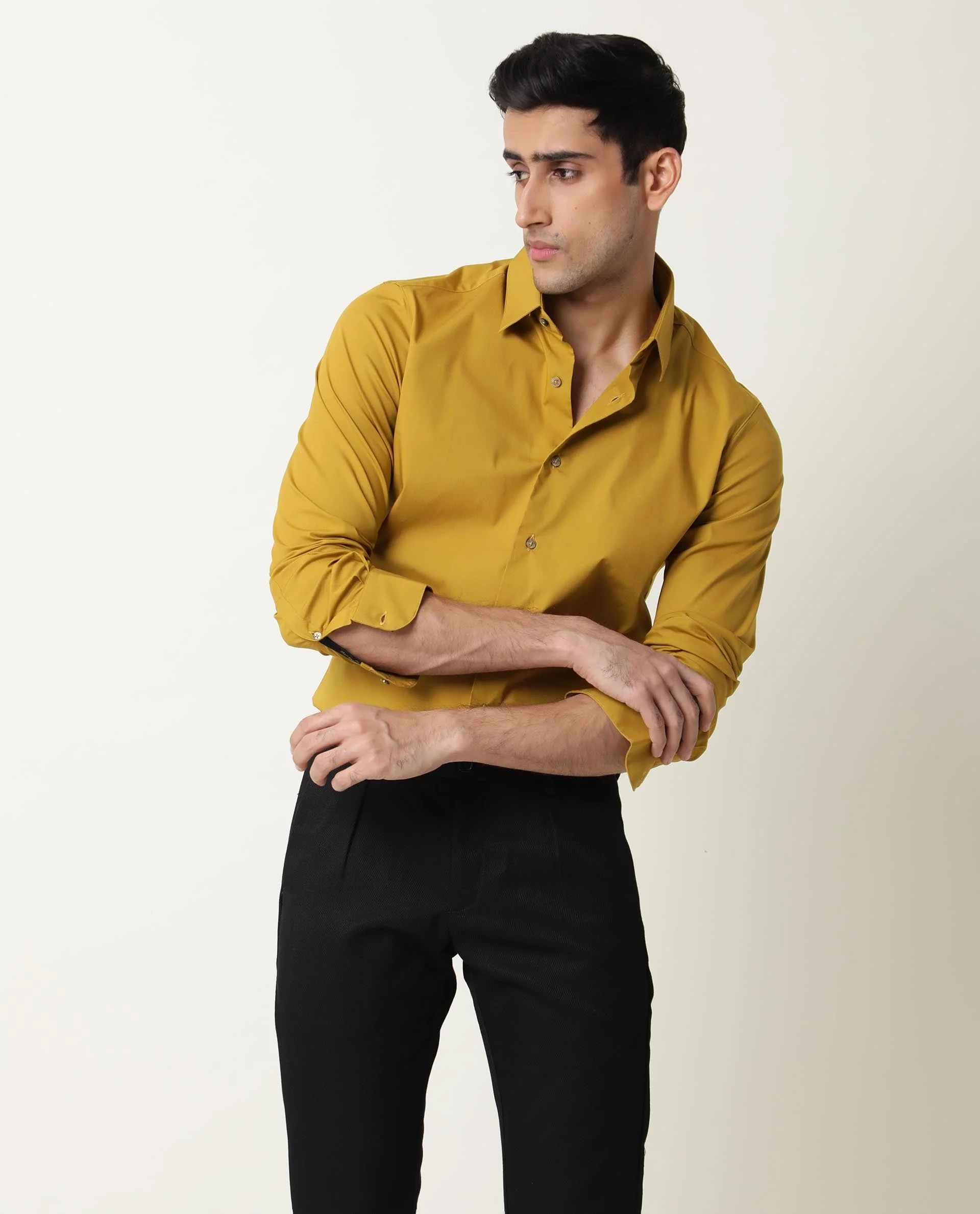Rare Rabbit Men's Neutrons Yellow Cotton Regular Fit Full Sleeve Spread Collar Shirt - Image 3