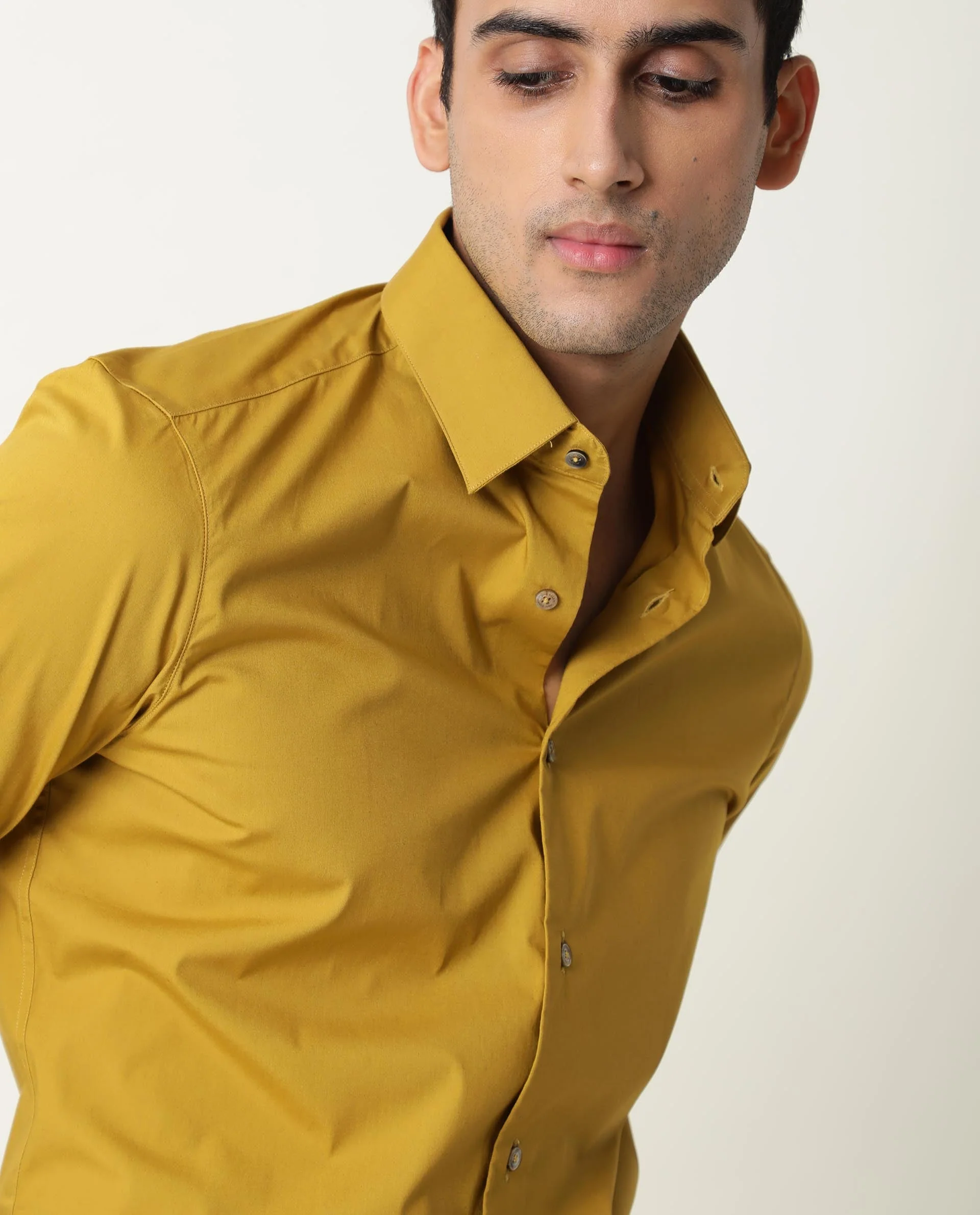 Rare Rabbit Men's Neutrons Yellow Cotton Regular Fit Full Sleeve Spread Collar Shirt - Image 6