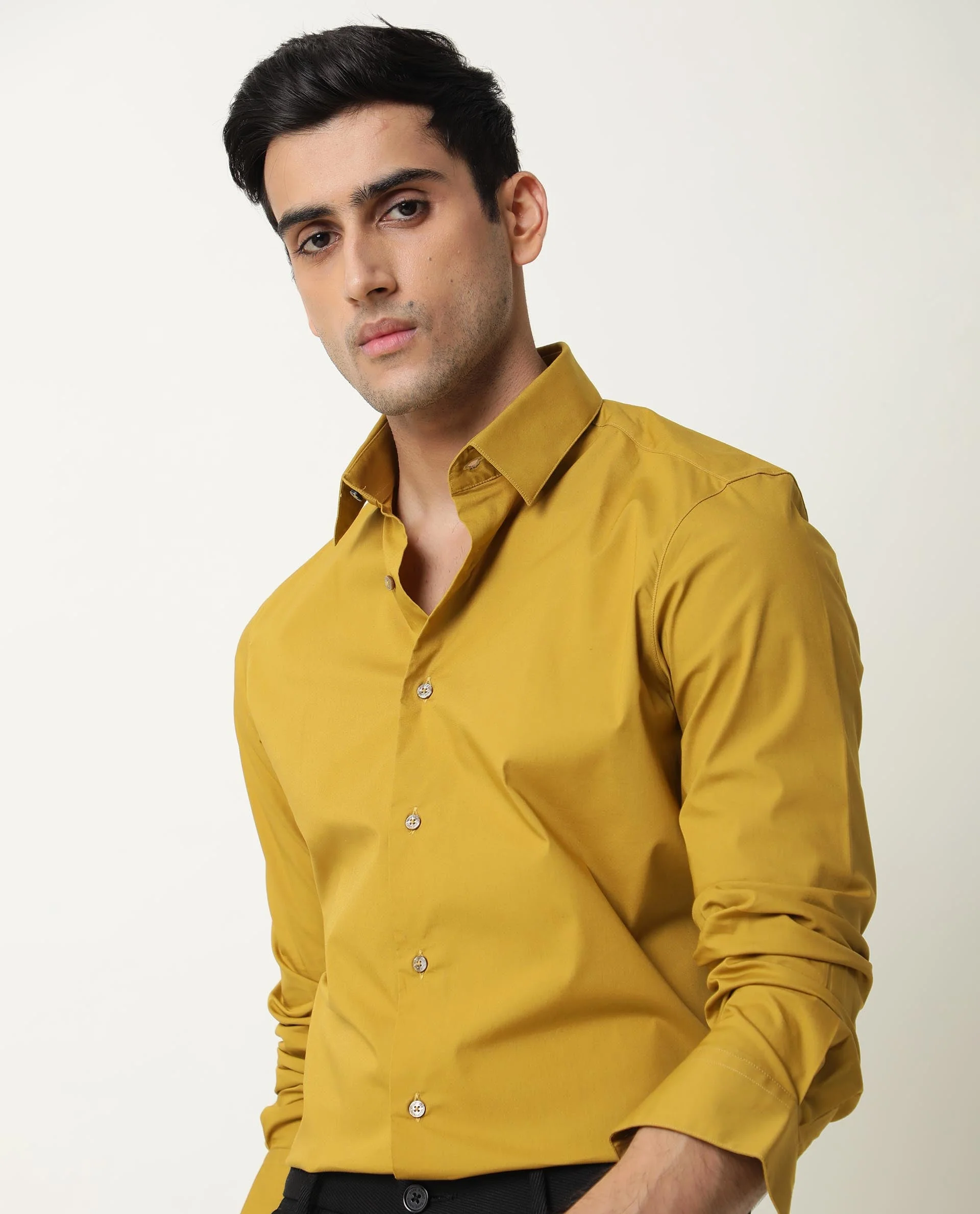 Rare Rabbit Men's Neutrons Yellow Cotton Regular Fit Full Sleeve Spread Collar Shirt - Image 7