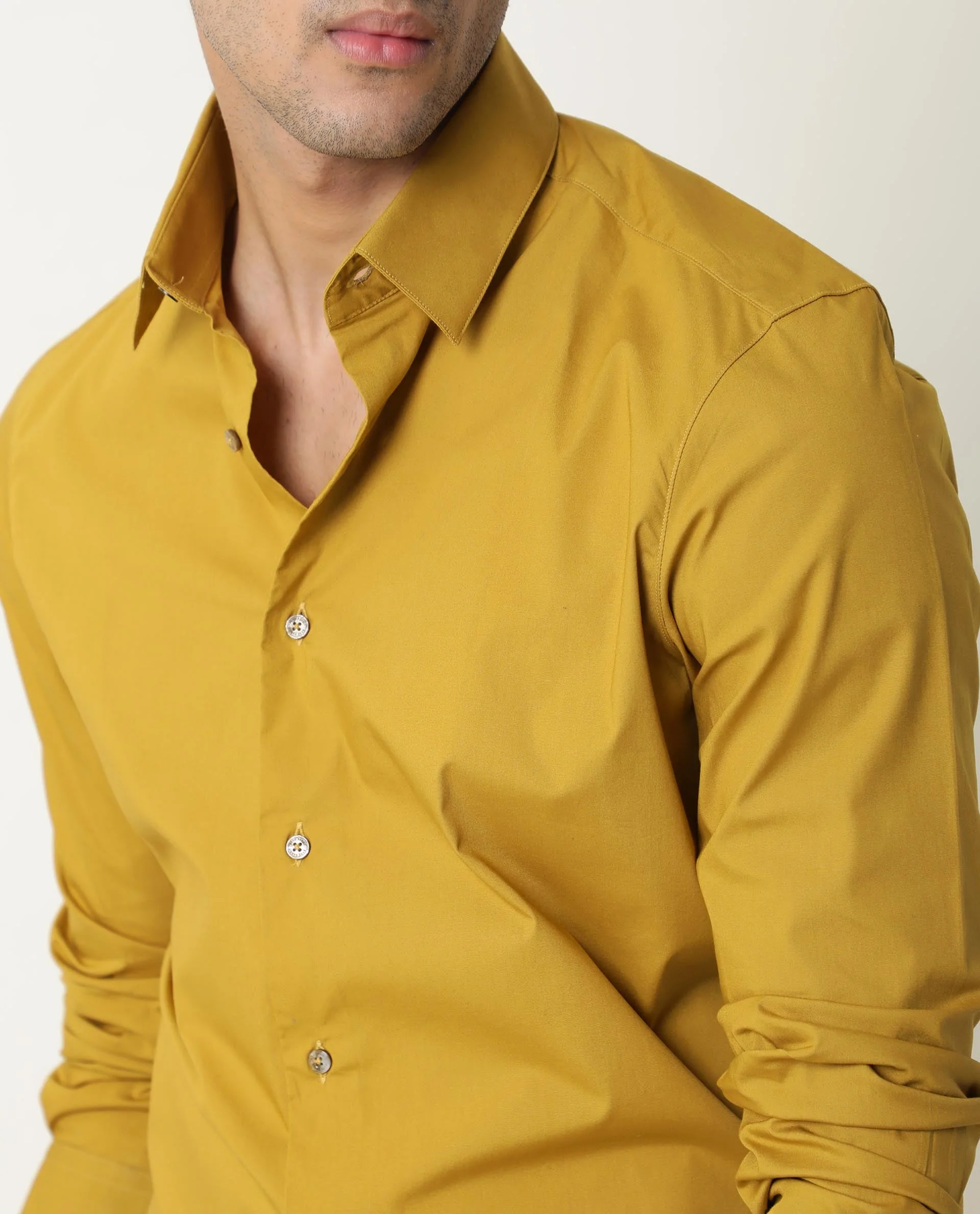 Rare Rabbit Men's Neutrons Yellow Cotton Regular Fit Full Sleeve Spread Collar Shirt - Image 8