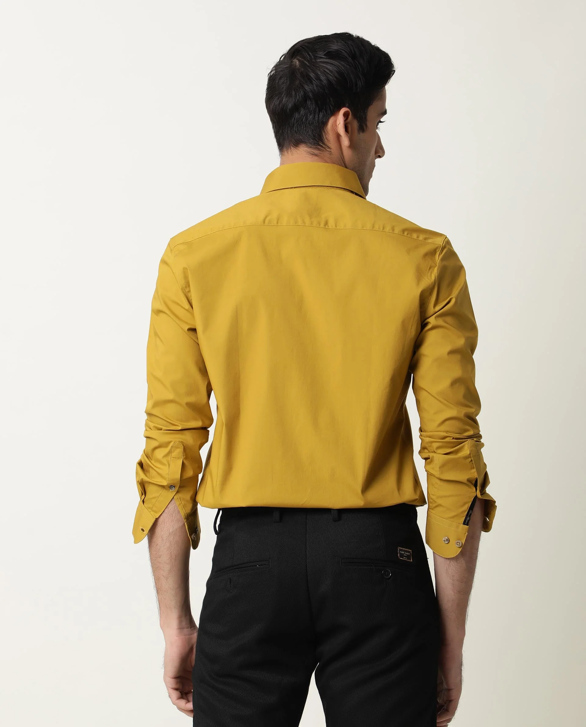 Rare Rabbit Men's Neutrons Yellow Cotton Regular Fit Full Sleeve Spread Collar Shirt - Image 9